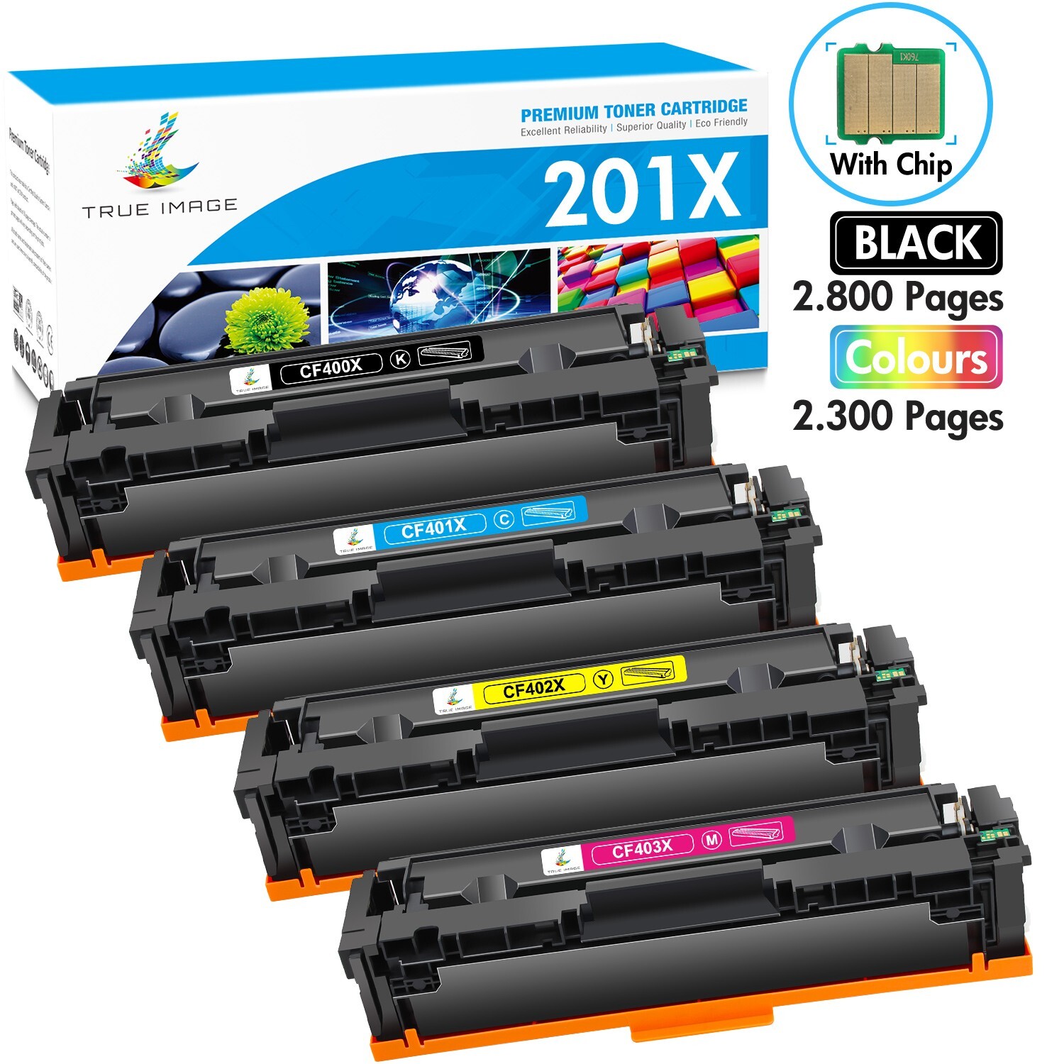 4PK Toner For HP 201X CF400X CF400A Color LaserJet Pro MFP M277dw M277 M252dw