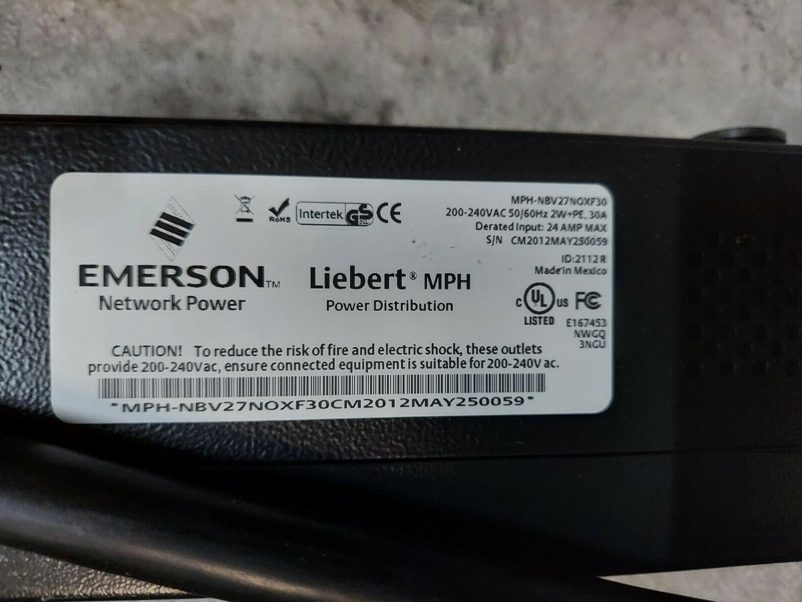Emerson Liebert MPH PDU MPH-NBV27NOXF30, 200-240VAC 30A L6-30P