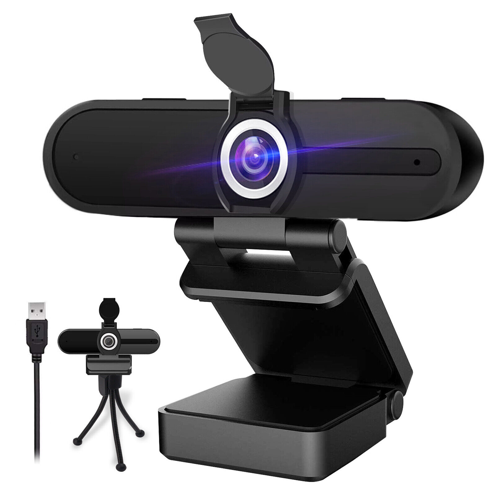 4K Ultra HD USB Webcam, Pro Streaming Web Camera with Microphone & Privacy Cover