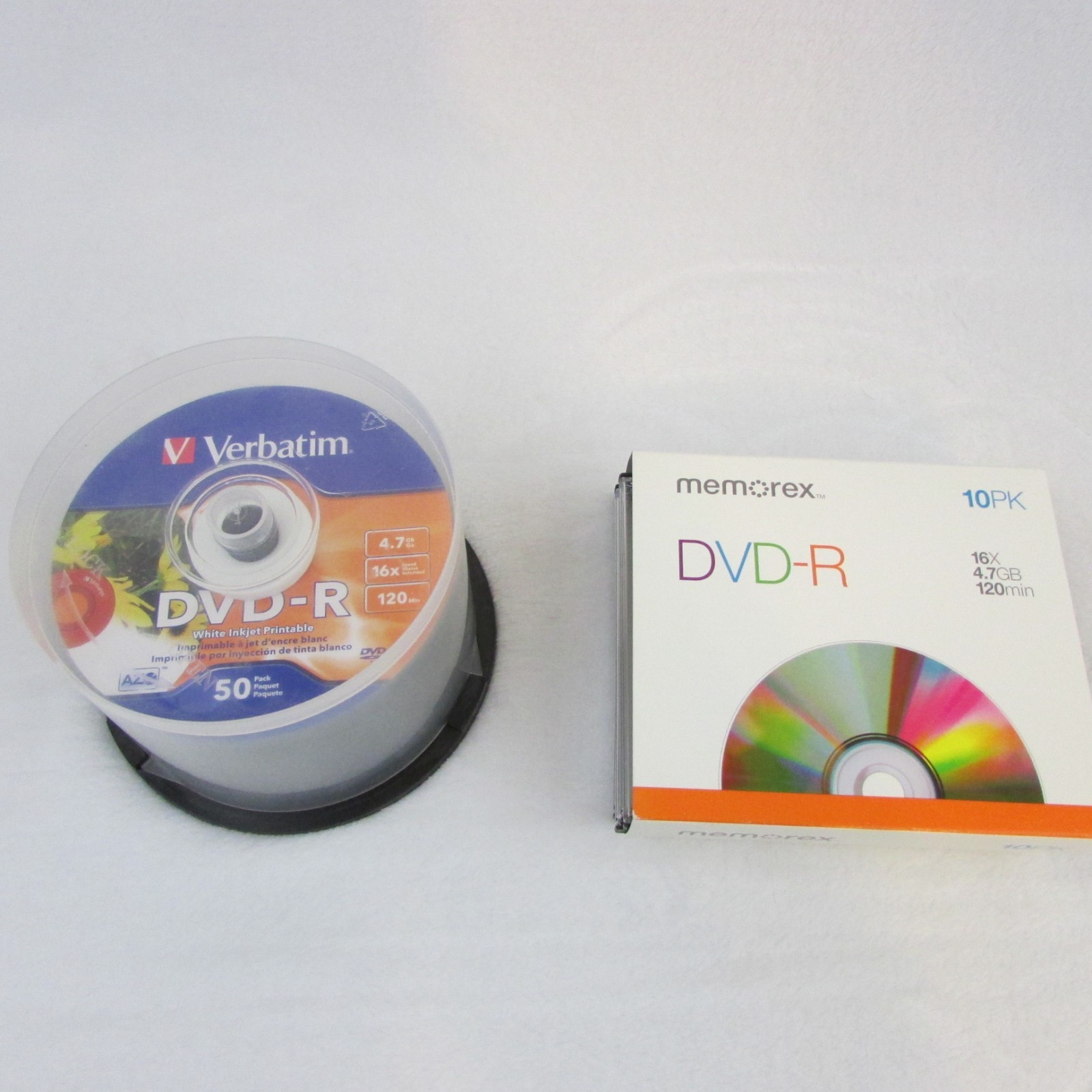 Verbatim DVD-R 50 Pack New Opened Unsealed + 7 Memorex DVD-R