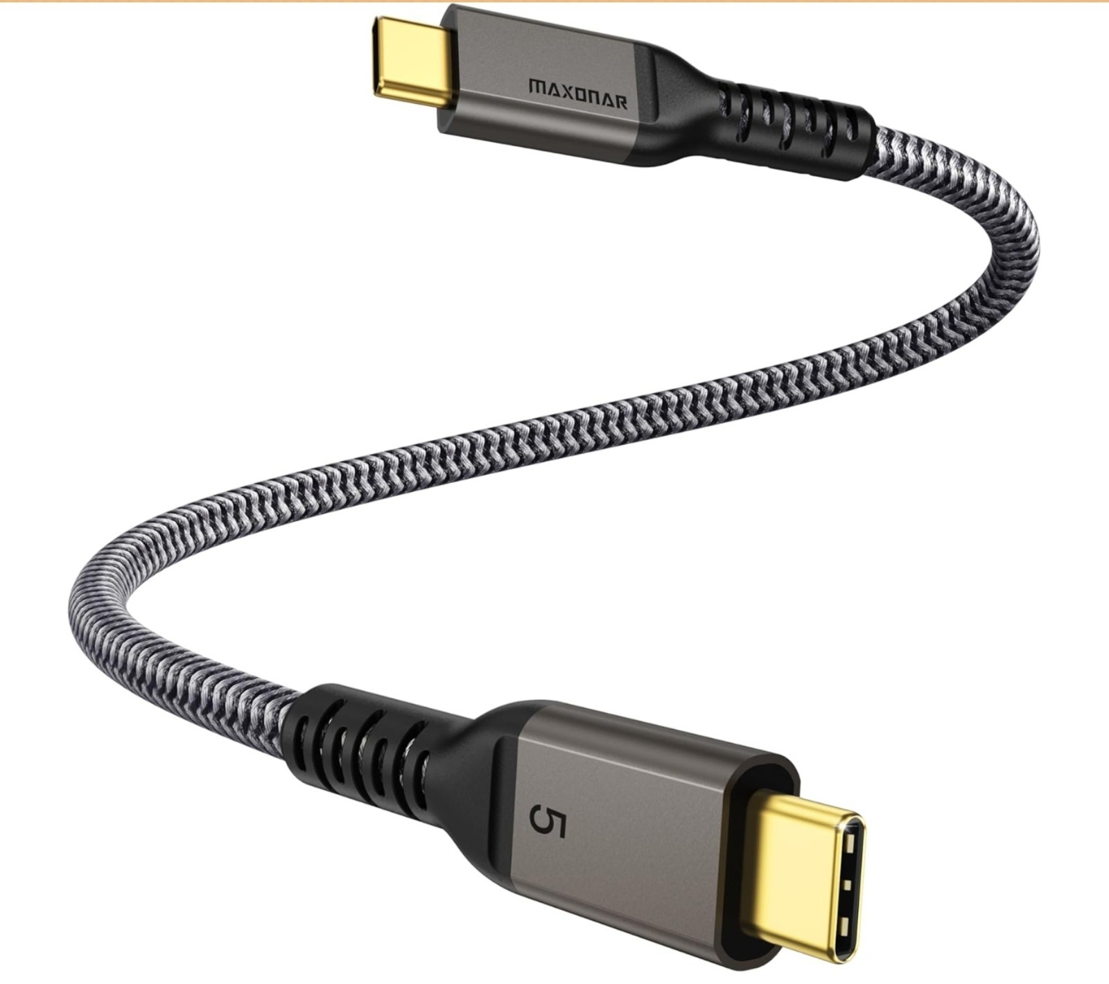Maxonar 80Gbps Thunderbolt 5 Cable 1.6ft 240W Charging Dual 8K Display 3X Faster