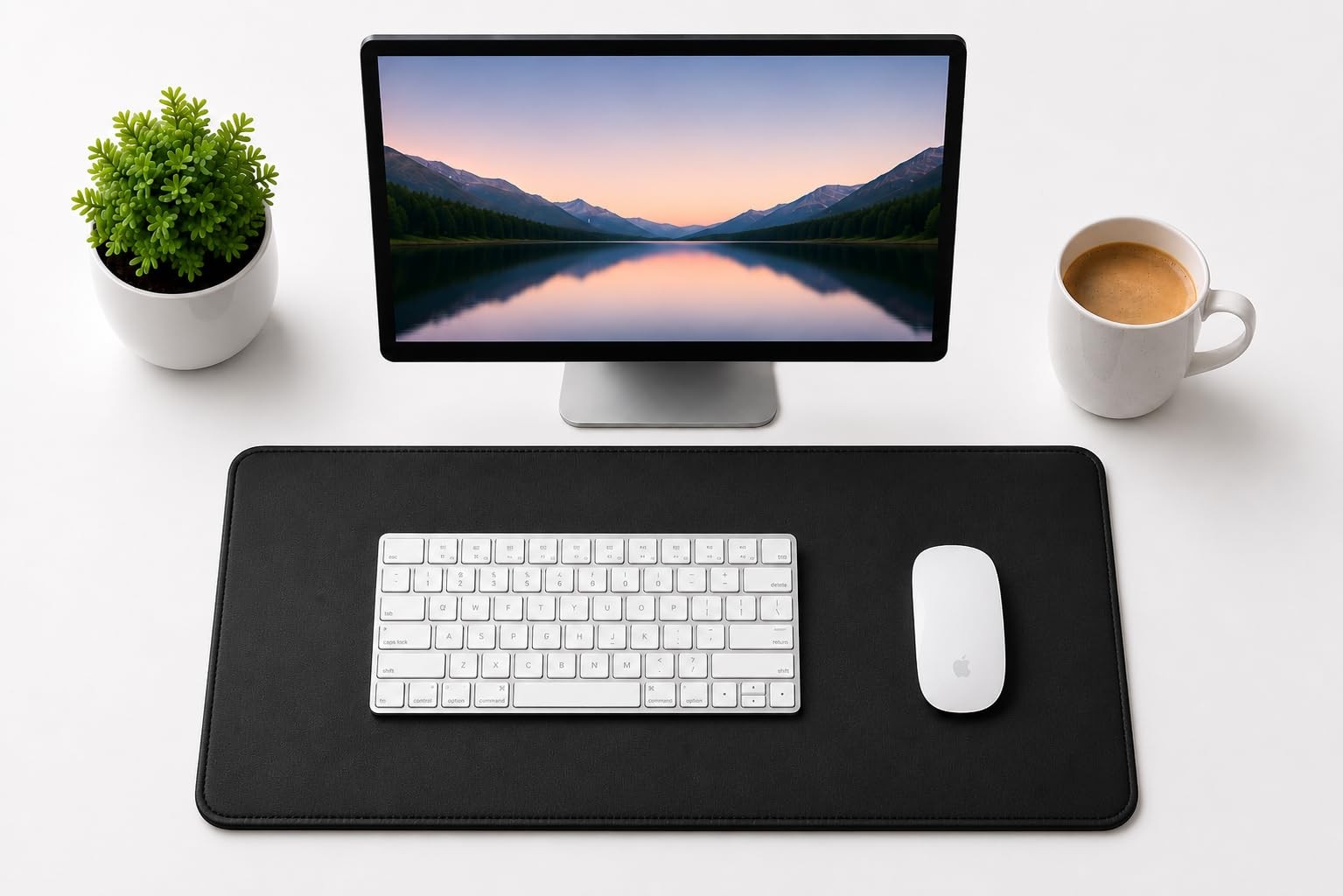 PU Leather Desk Mat, Large Extended Mouse Pad with Stitched Edges, Waterproof...