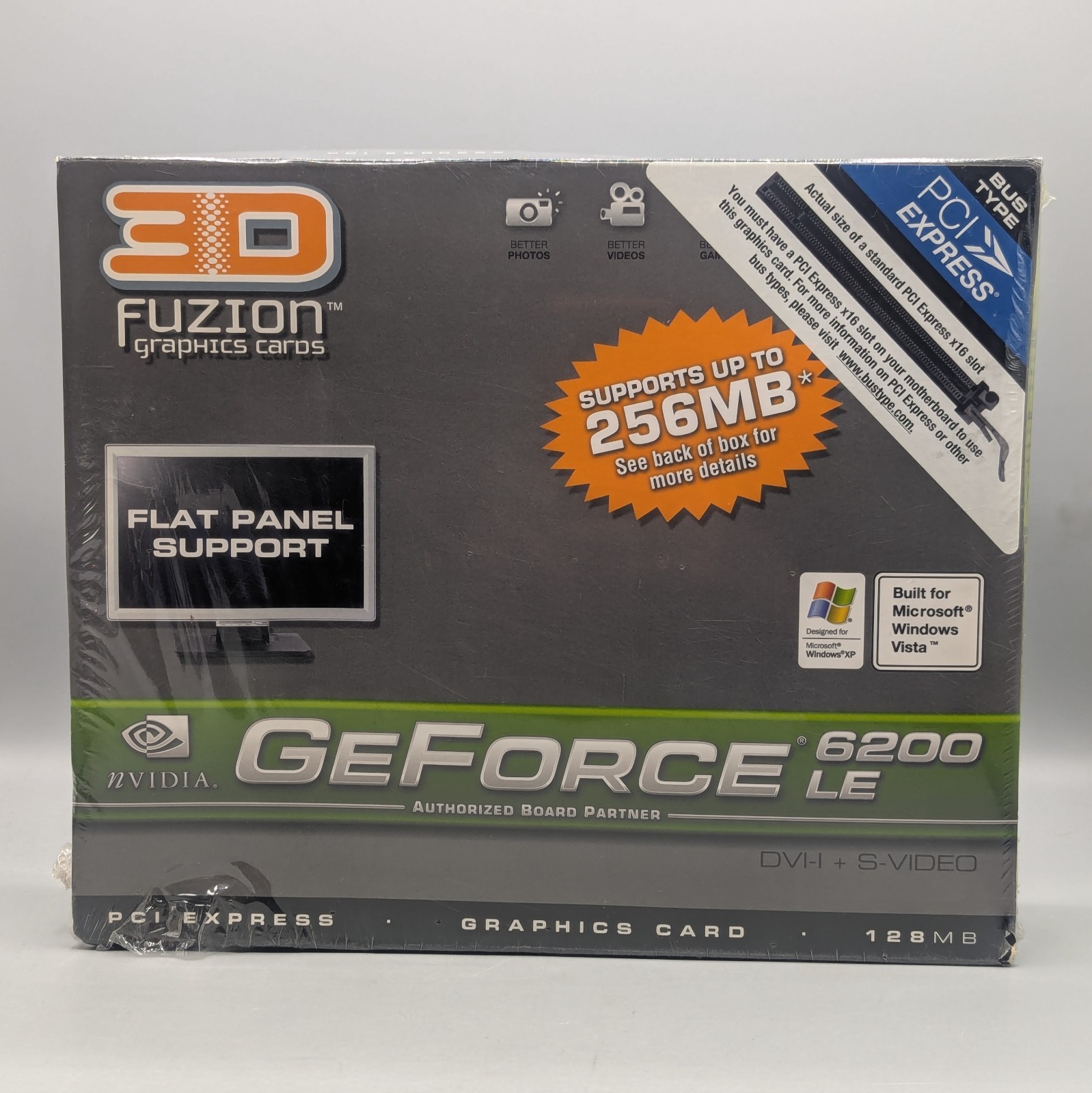 New Nvidia GEForce 6200 LE Graphics PCI Express Video Card 3D Fuzion