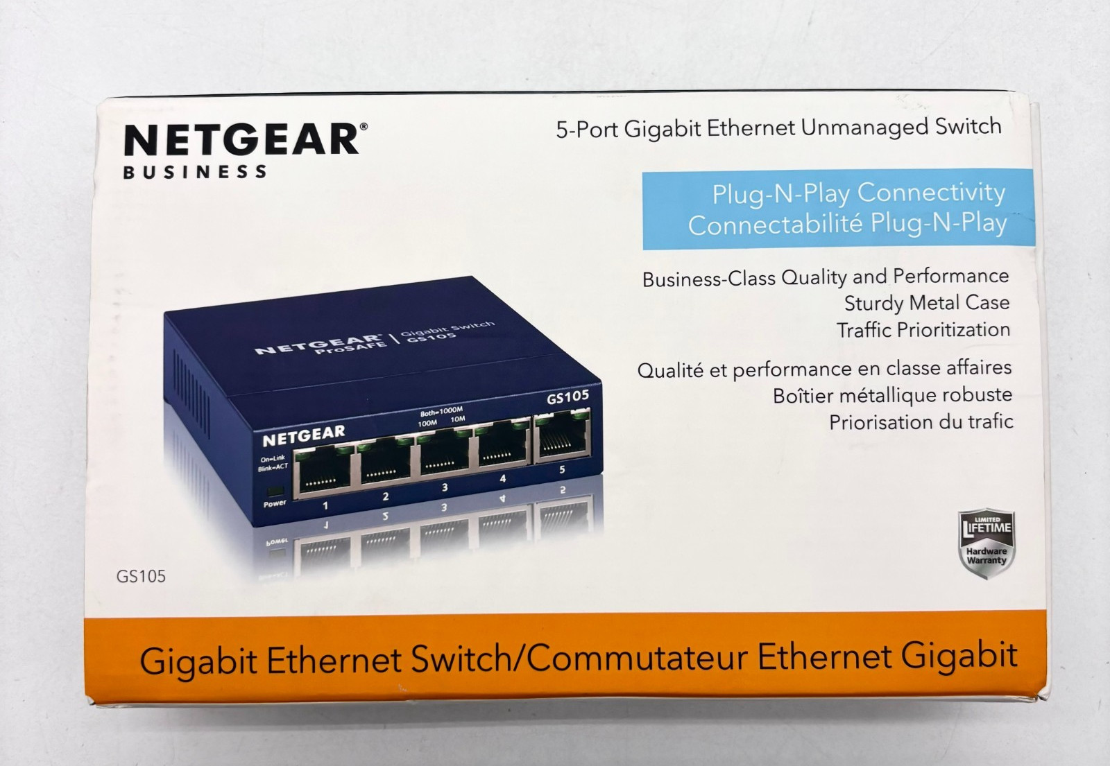 NETGEAR Business Plug-N-Play 5 Port Gigabit Ethernet Unmanaged Switch Open Box