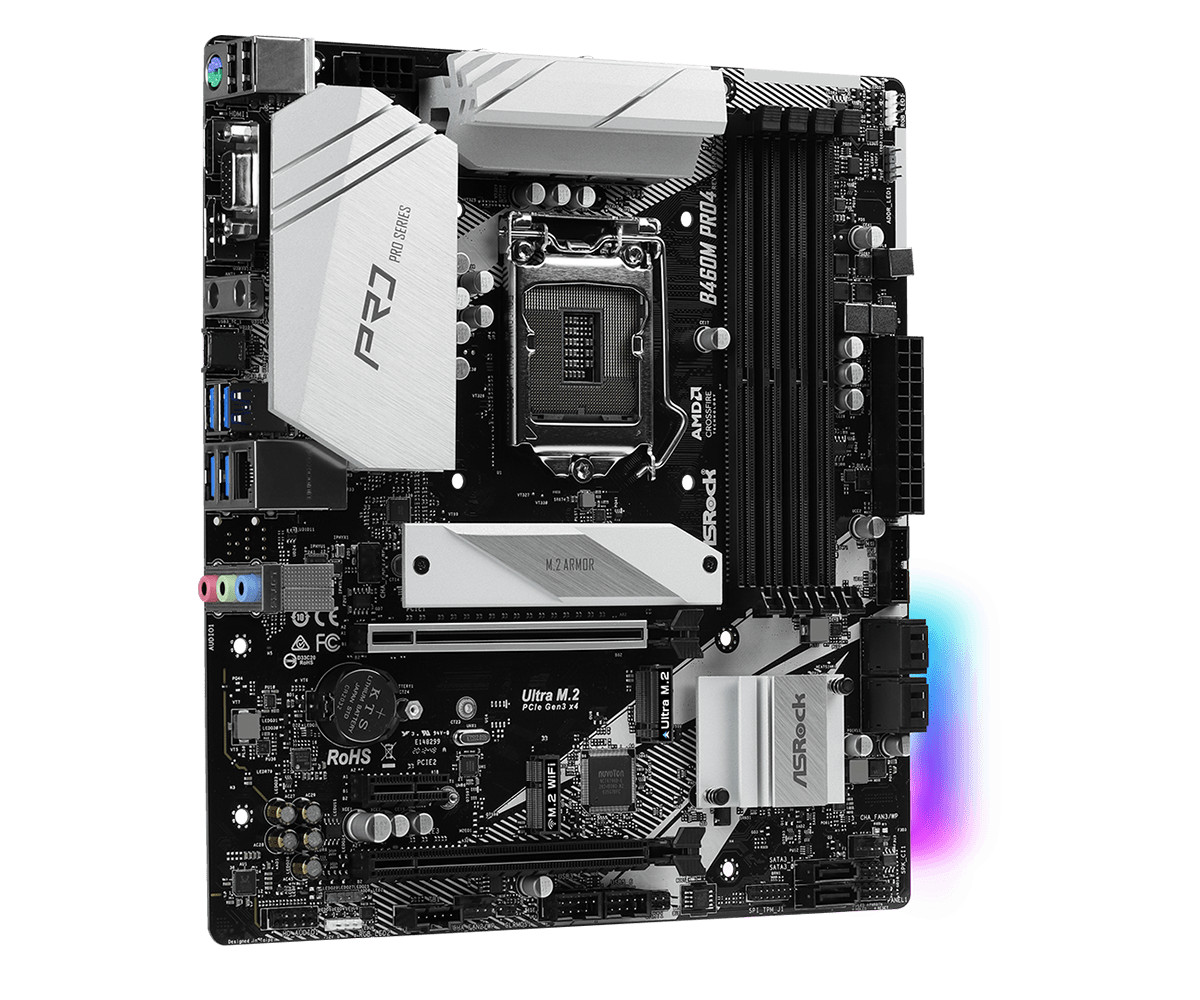 For ASROCK B460M Pro4 motherboard LGA1200 DDR4 128G VGA+HDMI+DP M-ATX Tested ok