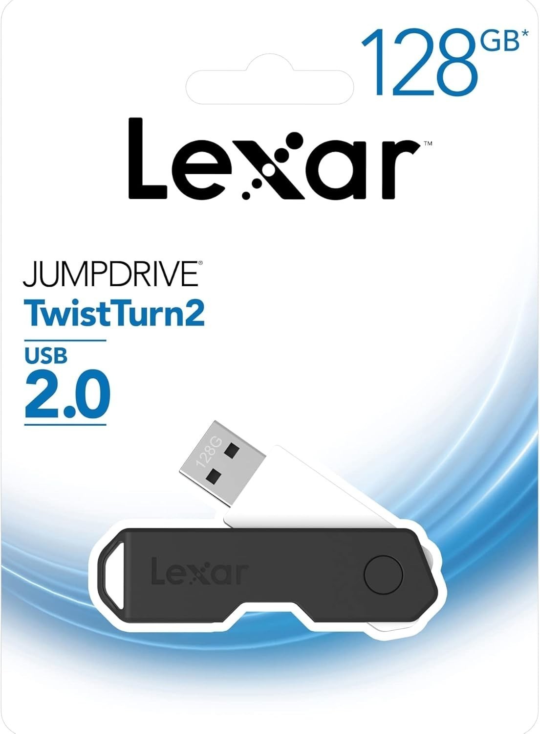 (2)  Lexar JumpDrive TwistTurn2 128GB USB 2.0 Flash Drive, Black