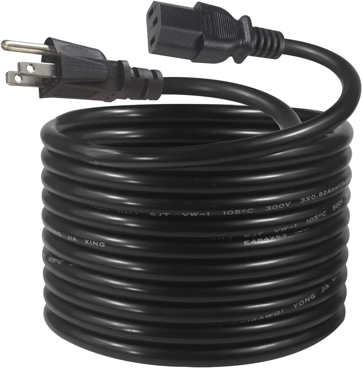 12Ft Computer Monitor Replacement Power Cord -Black Long Standard Pc Replace Ac