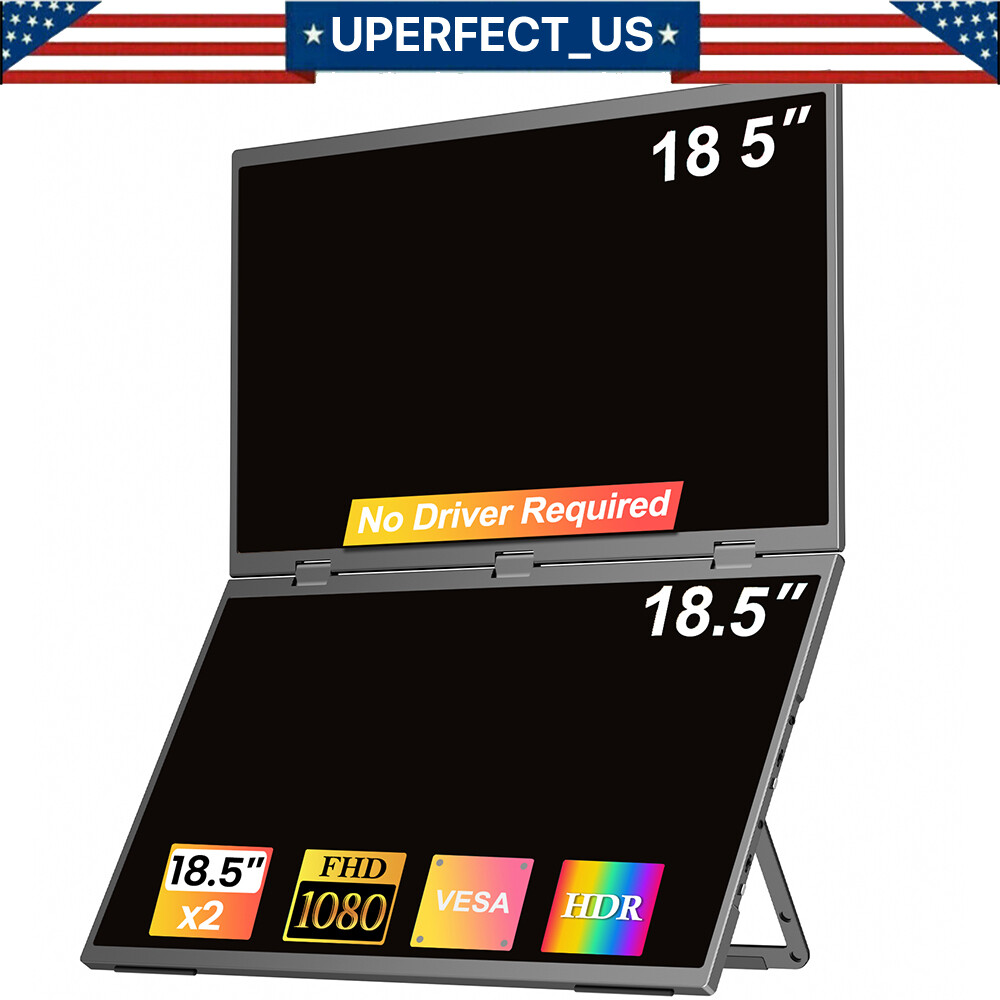 UPERFECT 18.5" Dual Portable Monitor 1080P For Laptop PC Phone Game Console 2025