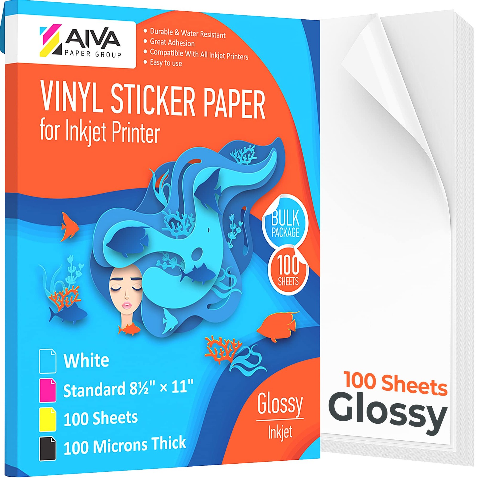 Printable Vinyl Sticker Paper  Waterproof Decal Paper for Inkjet Printer  100...