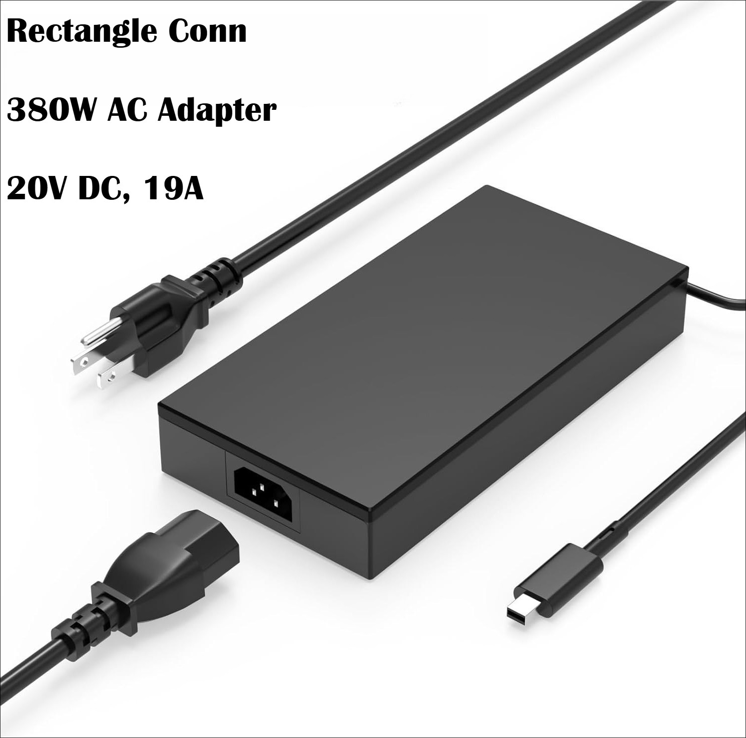 Replacement 20V 19A 380W Asus Rectangle Conn AC Adapter Charger