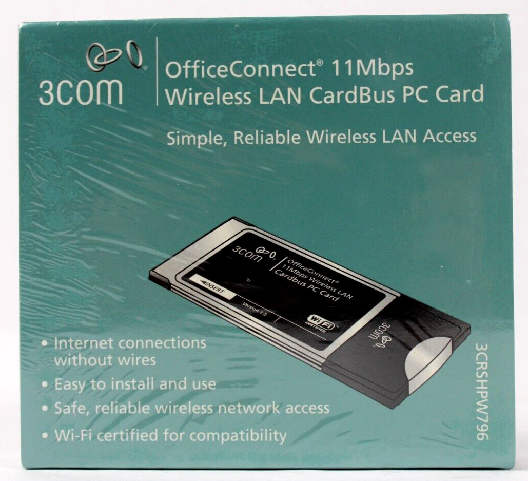 3Com OfficeConnect 11Mbps CardBus Wireless LAN 802.11b WiFi PC Card 3CRSHPW796