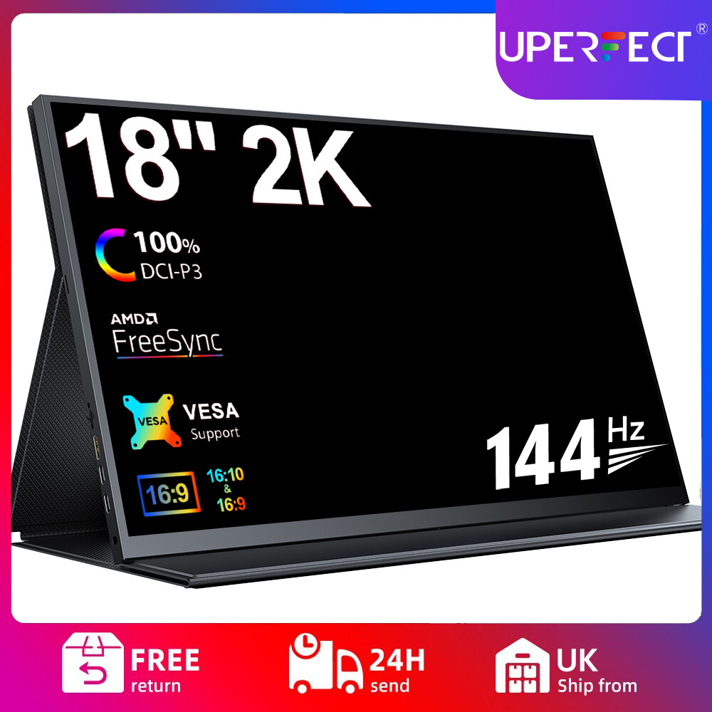 UPERFECT 18.0" Inch 2K 2560*1600 HDR IPS 144Hz Portable Monitor USB C HDMI Input