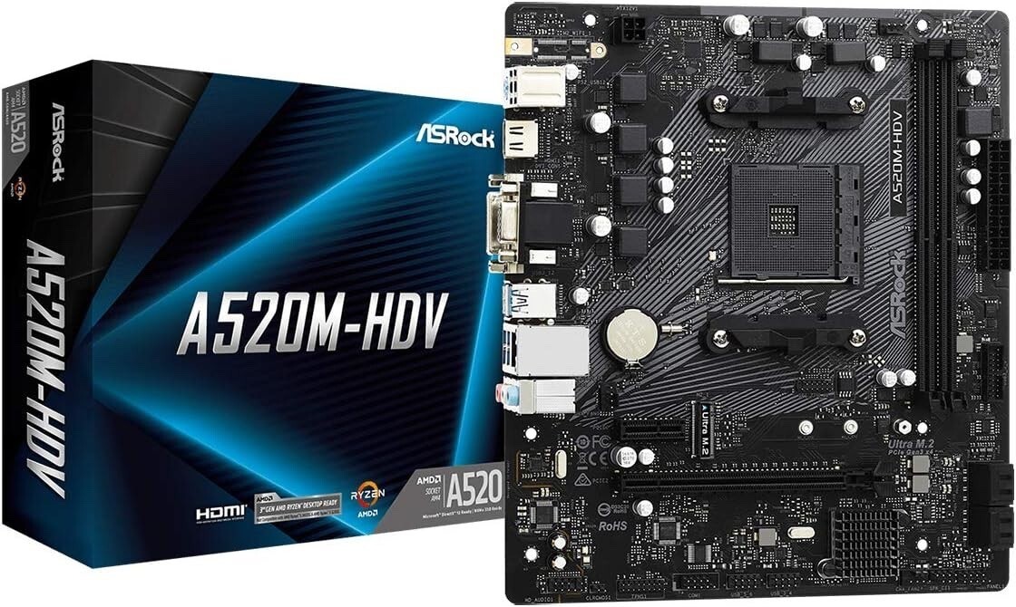 ASRock A520M-HDV AMD Socket AM4 RYZEN mATX Motherboard - Brand New