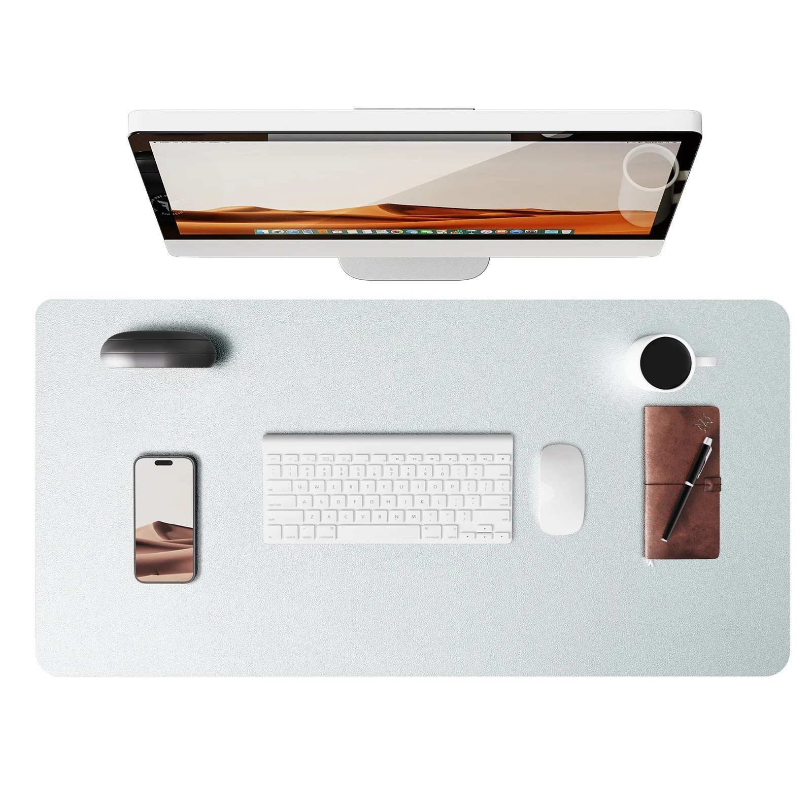 Large PU Leather Dual Sided Desk Pad Non-Slip Mouse Pad Desk Mat Writing Mat