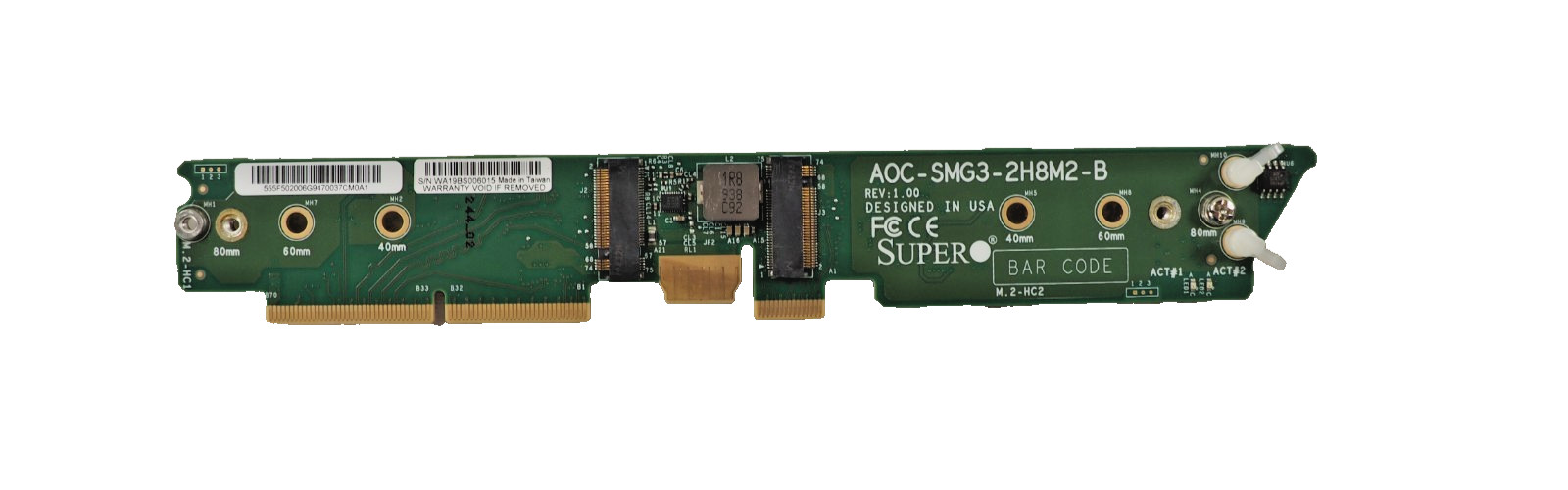 Supermicro BPN-SMG3-2H8M2-B Dual M.2 SATA/NVMe SSD Solid State Drive Module Card