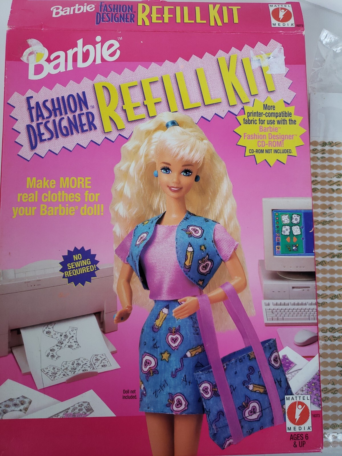 Barbie Fashion Designer Vintage refill Kit PC Print clothes 1996 Mattel New NIB