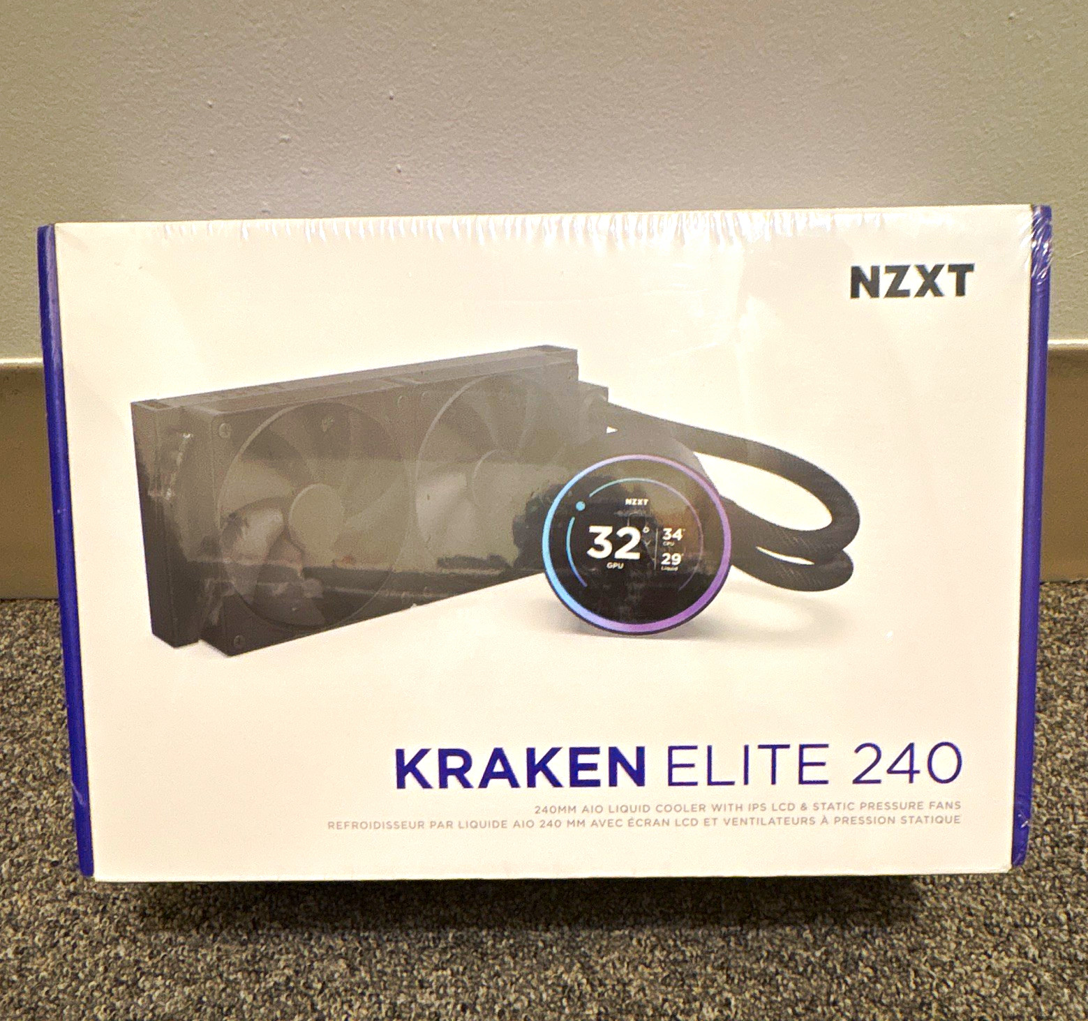 NZXT Kraken Elite 240 240mm AIO Liquid CPU Cooler w/ LCD, 2x120mm Fans Black