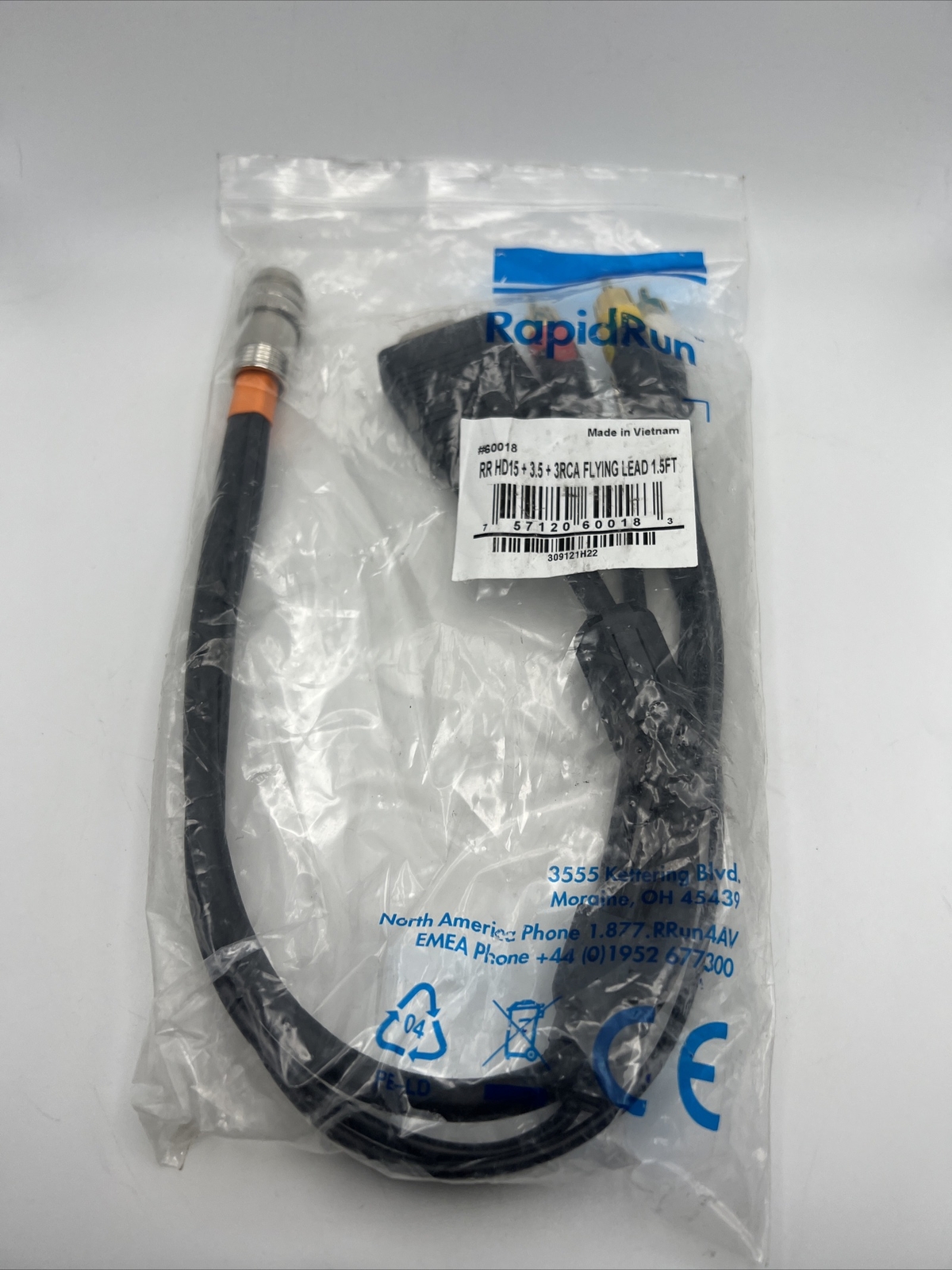 RapidRun 60018 RR HD15+3.5+3RCA Flying Lead 1.5ft