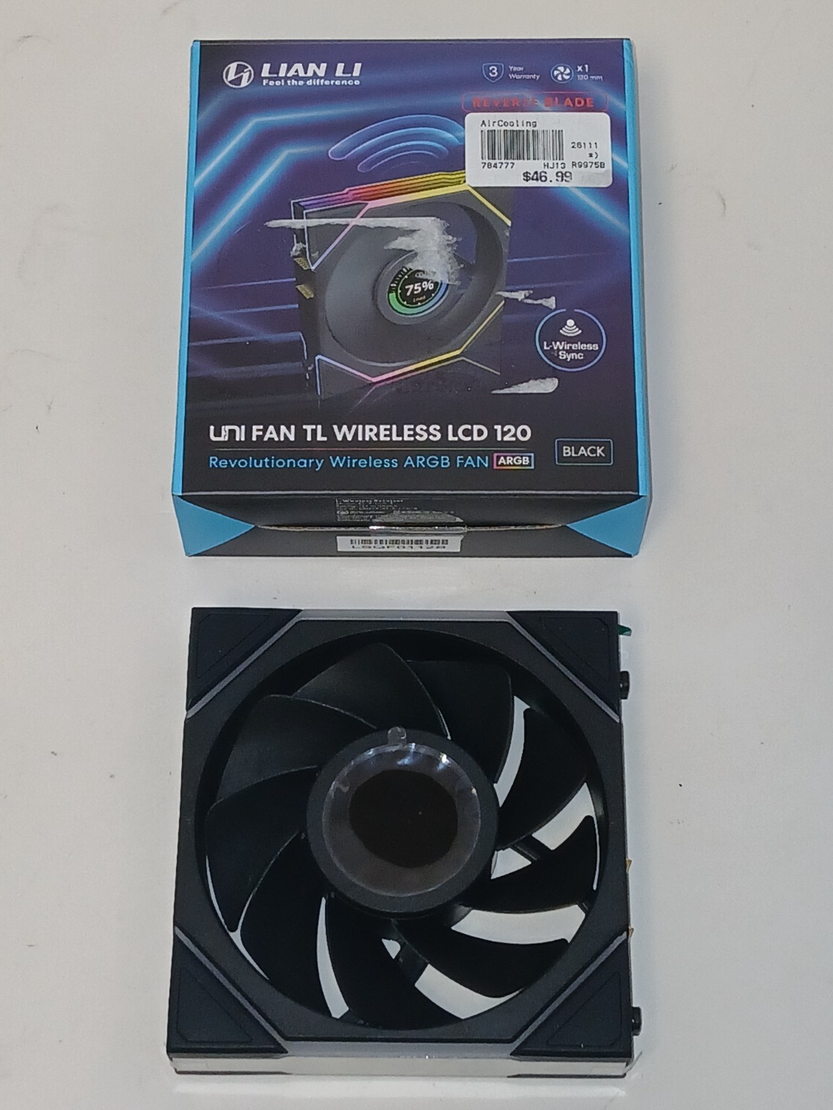 FAN ONLY - Lian Li Uni Fan TL Wireless LCD 120 - BLACK - REVERSE BLADE