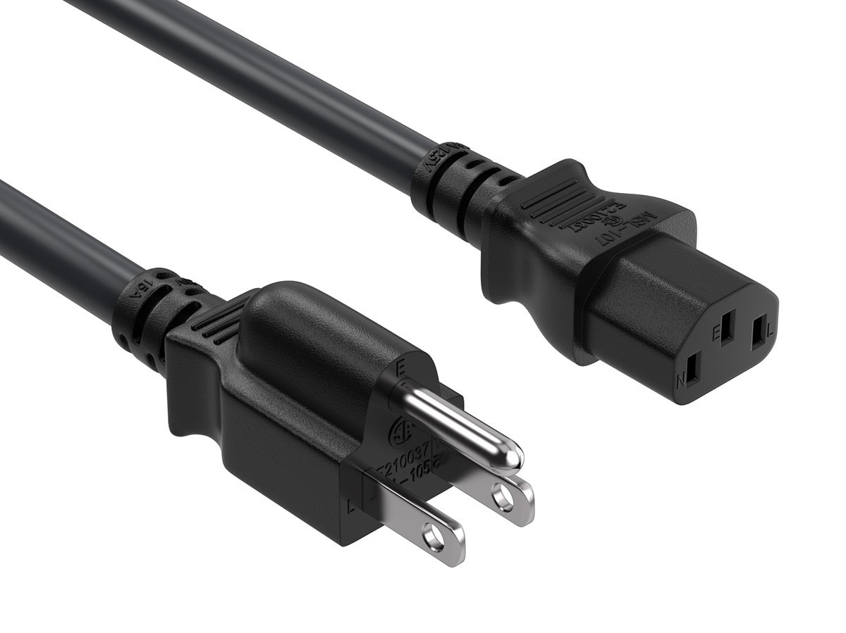 6ft NEMA 5-15P to C13 Heavy Duty Computer Power Cord, 14 AWG SJT, 15A/125V, B...