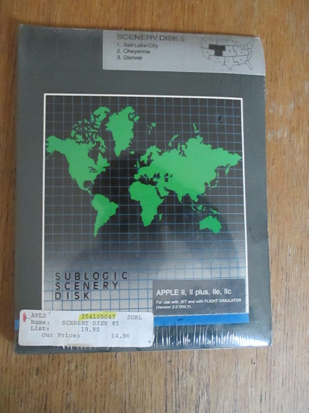 SubLogic Scenery Disk 5 Denver Apple II+ IIe IIc II Flight Simulator VTG SEALED