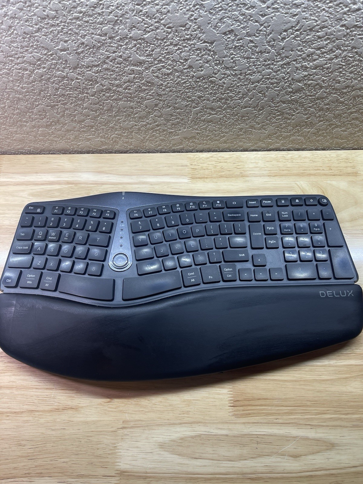 DELUX GM901D Wireless Split Ergonomic Keyboard 2.4G USB Bluetooth w/ Palm Rest