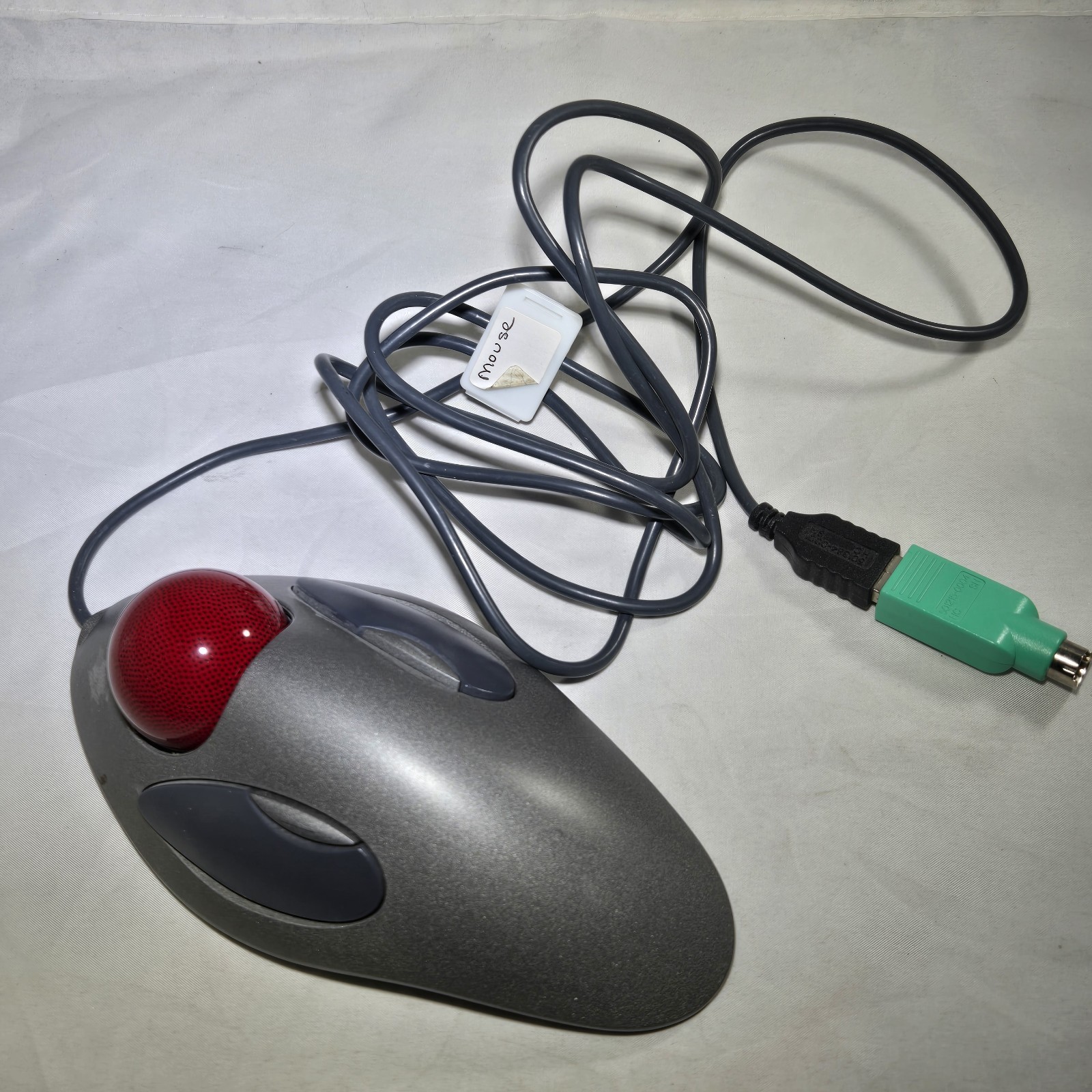 Logitech T-BC21 USB Wired Optical Trackman Red Marble Mouse Trackball Tested