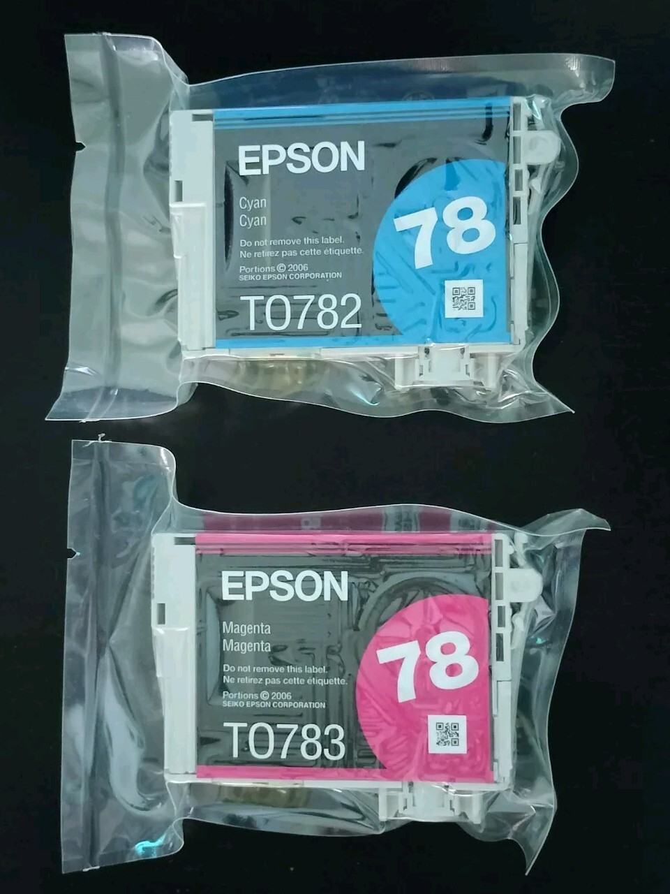 One of each Genuine Epson 78 Ink T0782 Cyan and T0783 Magenta