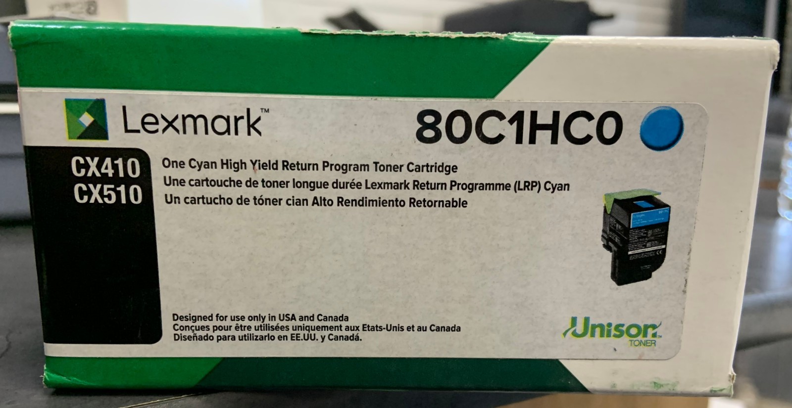 NEW Lexmark 80C1HC0 One Cyan High Yield Return Program Toner Cartridge