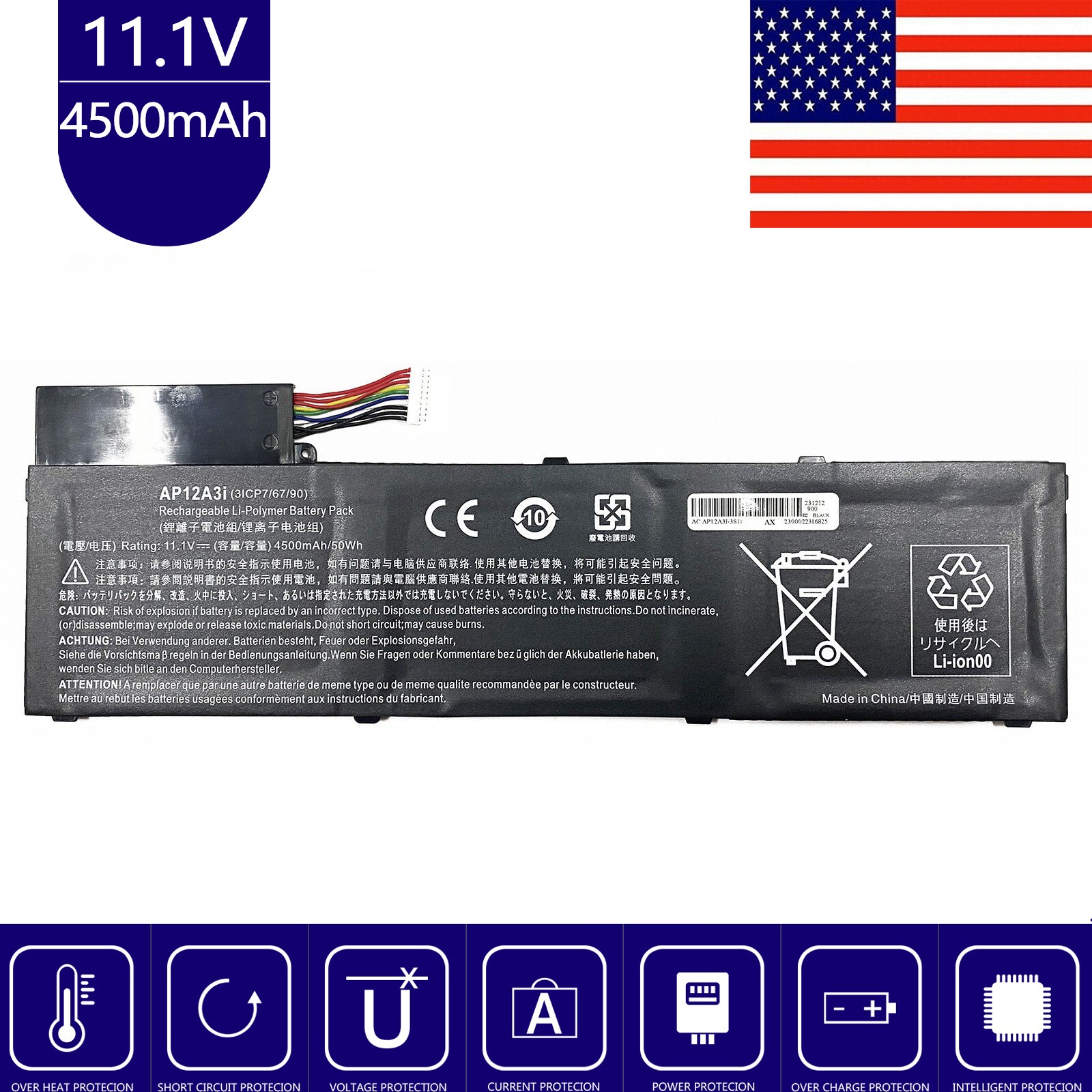 AP12A3i Battery for Acer AP12A4i AP12A31 AP12A3i AP12A41