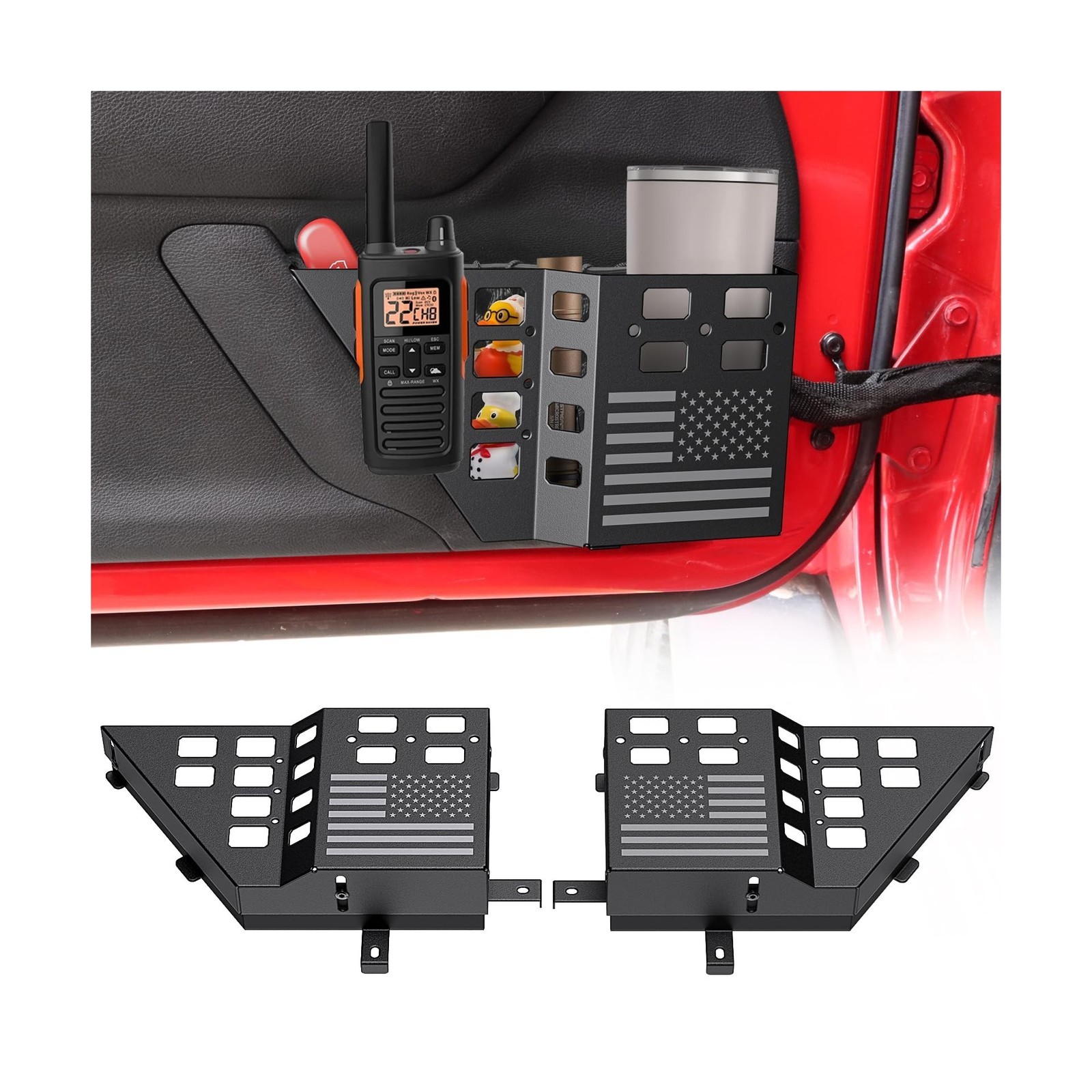 Upgraded Metal Front Door Pocket Storage Box for Jeep Wrangler JK JKU 2018 20...