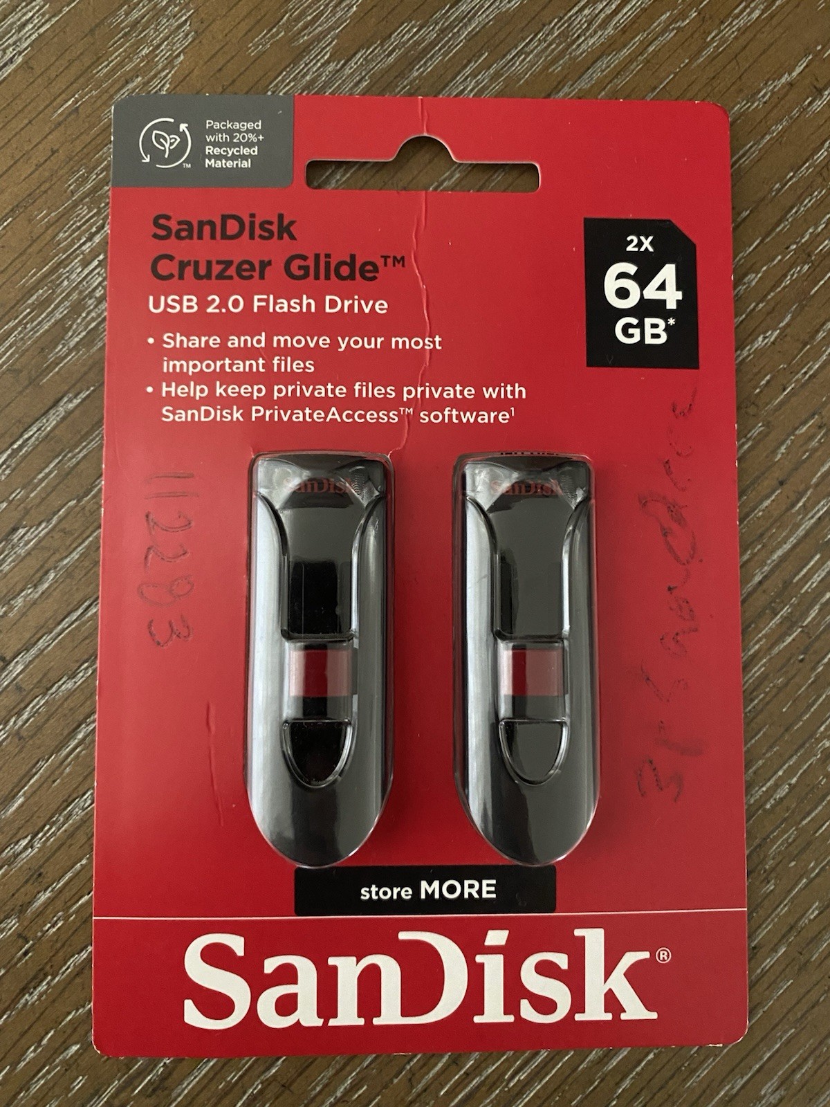 SanDisk Cruzer Glide USB 2.0 Flash Drive 2 Pack 64GB Each 128GB Total Sealed