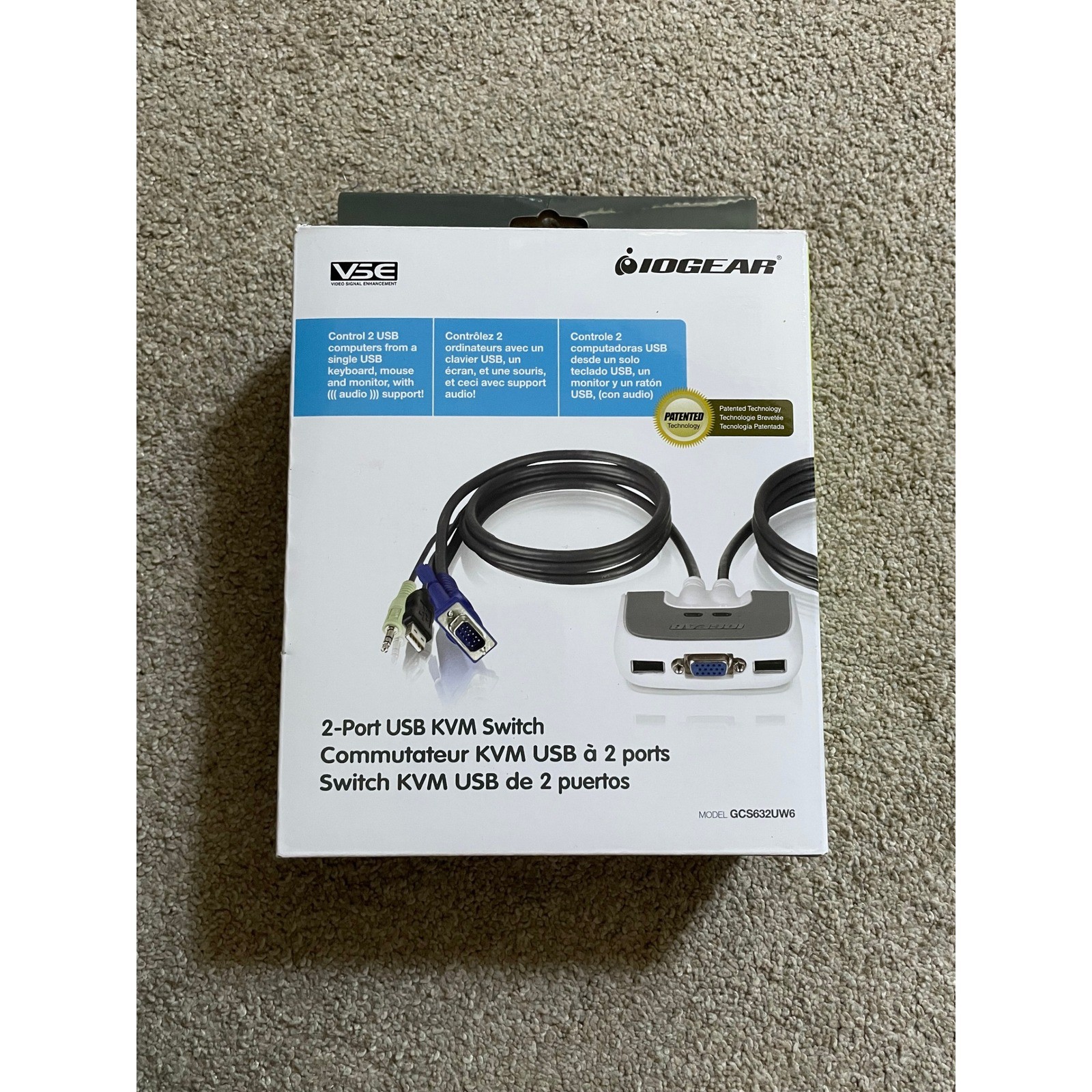 IOGEAR 2-Port USB KVM Switch with Audio and Cables GCS632UW6