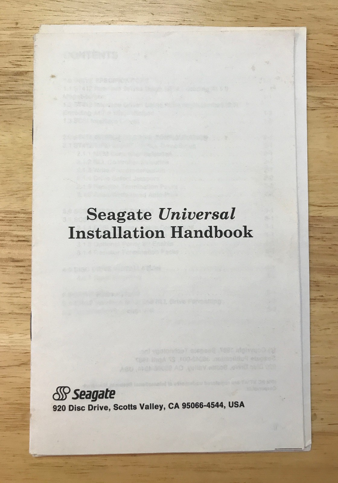 SEAGATE UNIVERSAL INSTALLATION HANDBOOK 1987 VINTAGE MFM RLL DRIVES