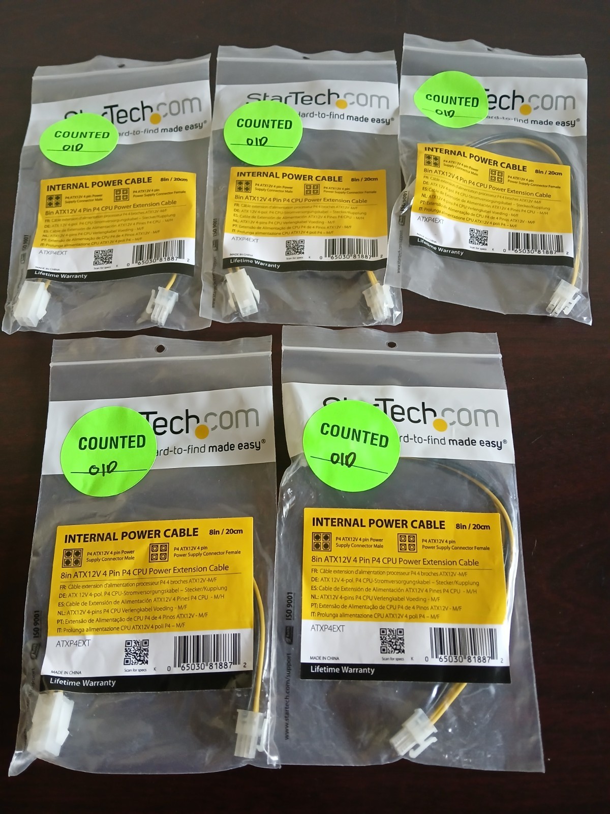 StarTech.com Internal Power Cable 8in ATX12V 4 Pin P4 CPU Power Ext Cable *5ea*