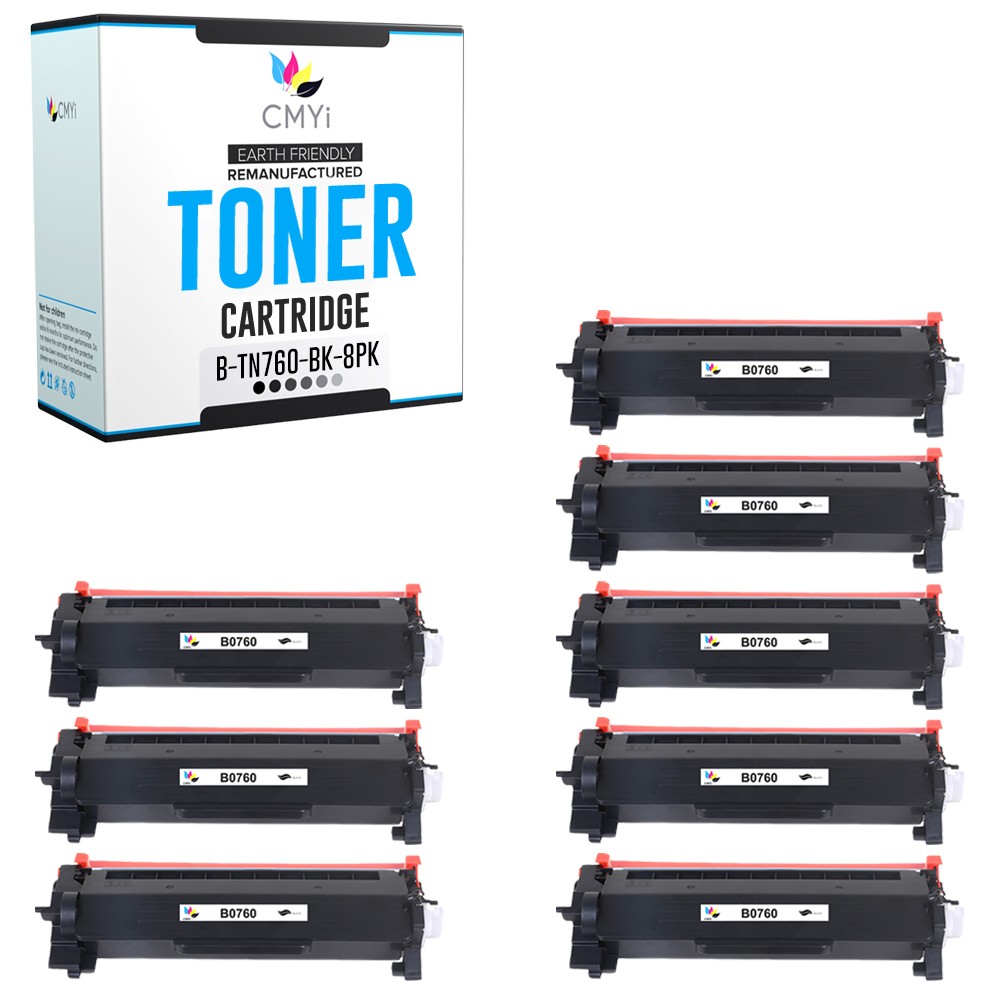 8-Pack Compatible CMYi  TN760 Printer Cartridges fits Brother MFC-L2750DW XL