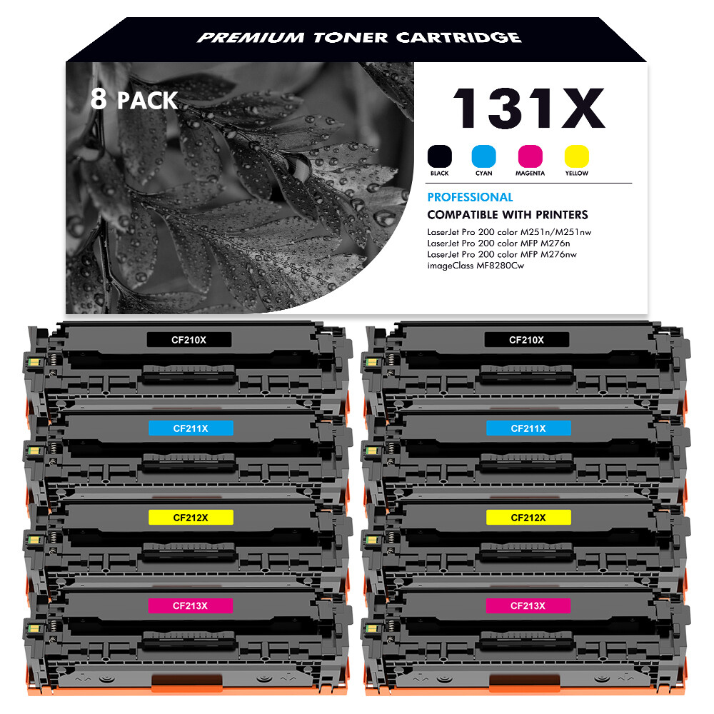 8 PK CF210X 131A Toner Set Compatible with HP LaserJet Pro 200 M251nw MFP M276nw