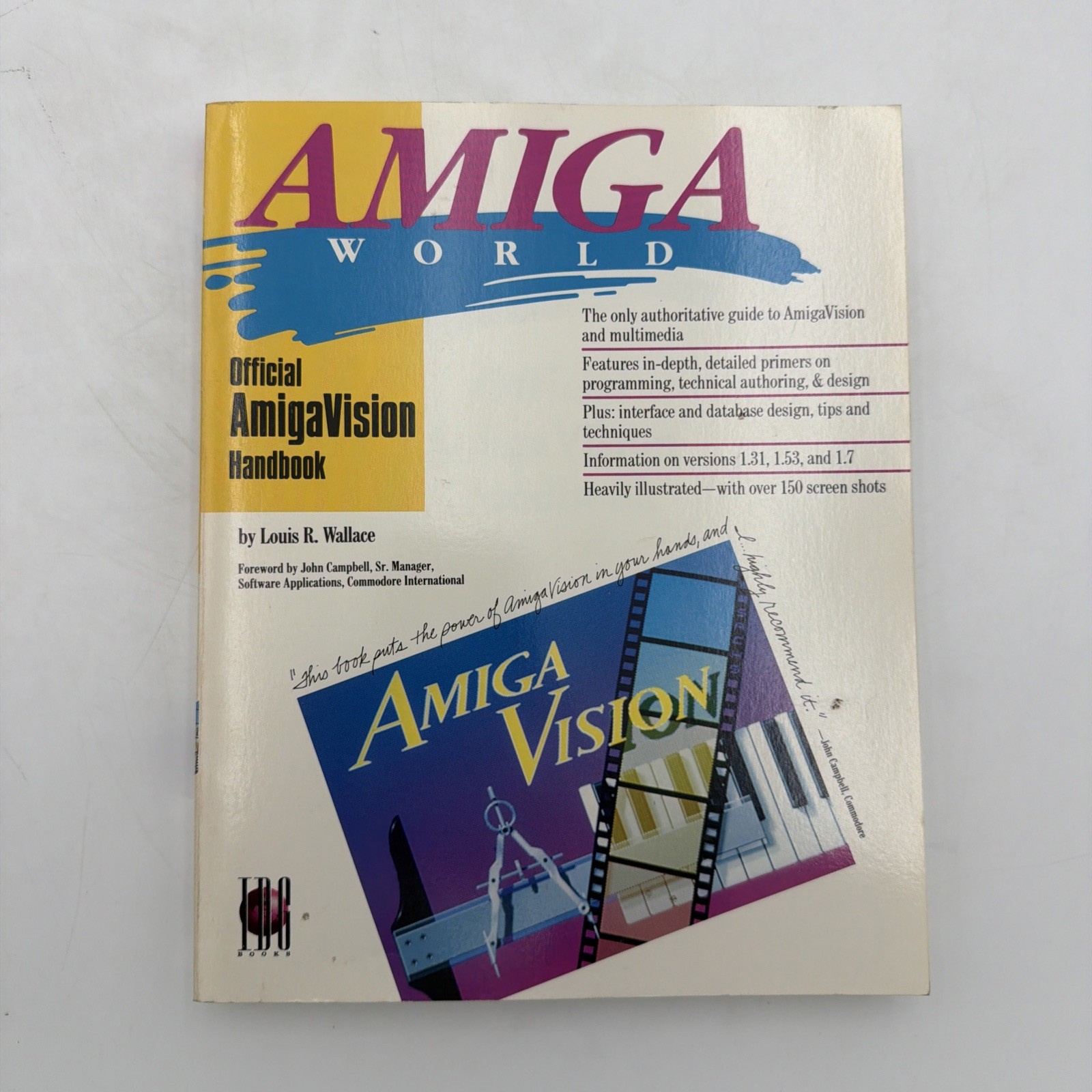 AmigaWorld Official AmigaVision Handbook Louis Wallace Commodore Amiga Book