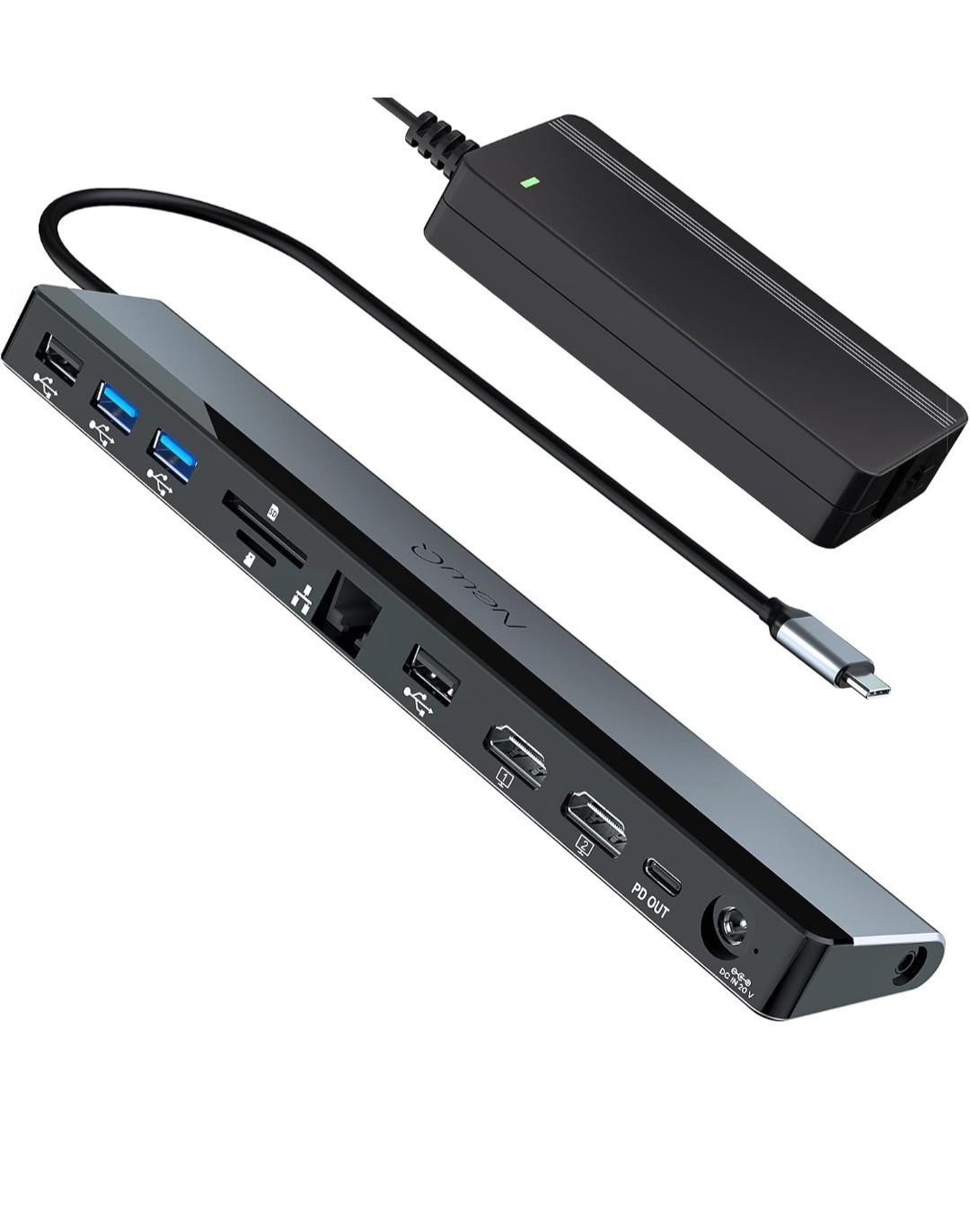 Docking Station NewQ 12-1 USB C Dual Monitor 4K HDMI Hub Power Adapter NQ-DK-02