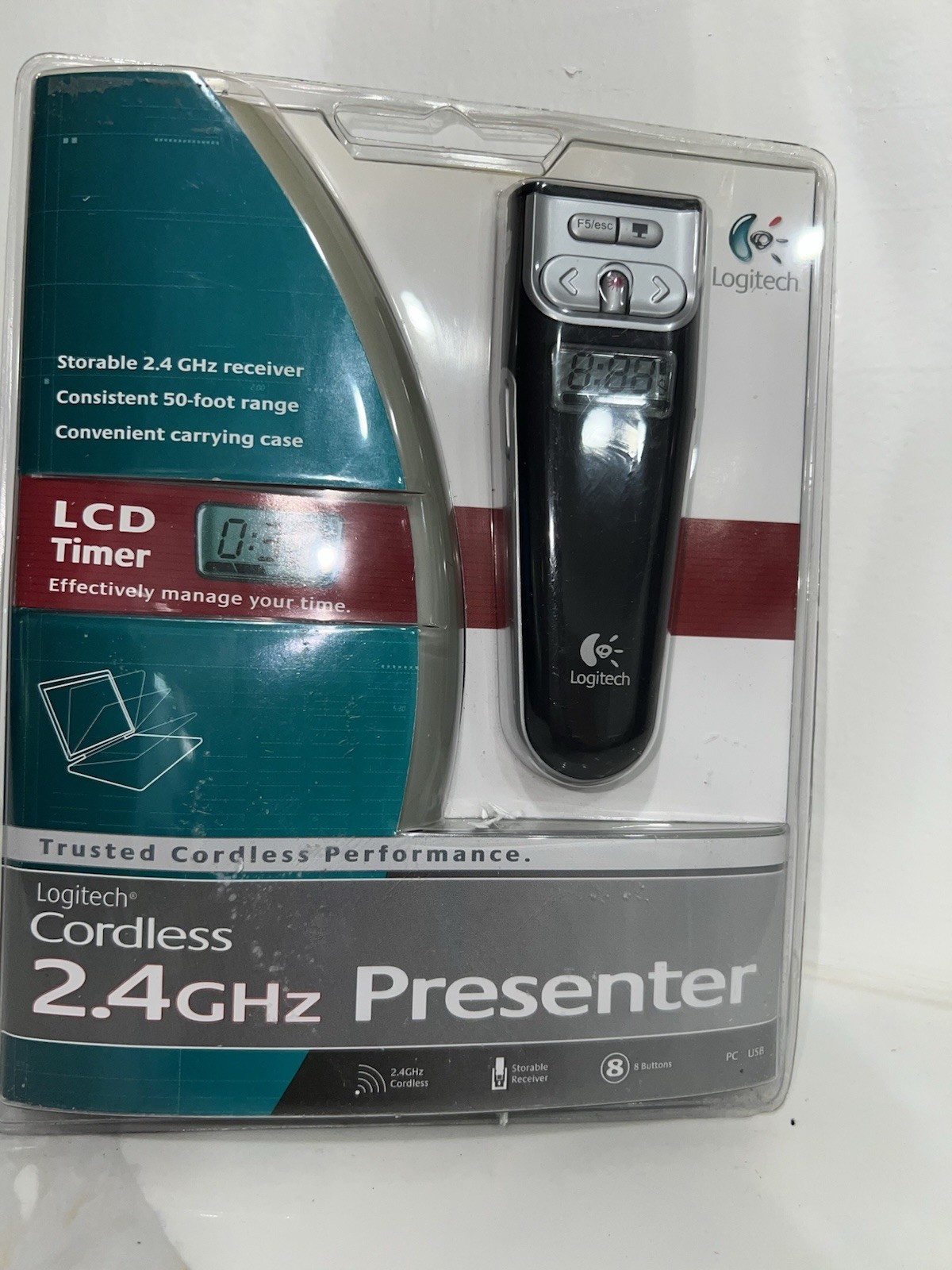 Logitech Cordless 2.4GHz Presenter LCD Timer 931307-0403 New Sealed Vintage 2004