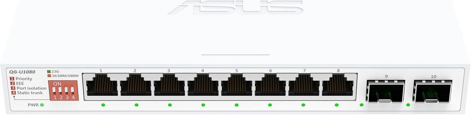 QG-U1080, 5-Port 2.5G and 2-Port 10G SFP+ Unmanaged Switch, Support 4 Intelligen