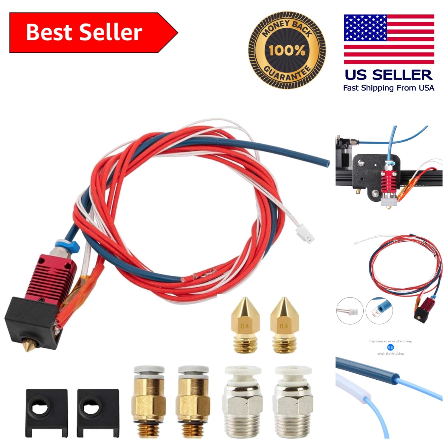 Capricorn Bowden PTFE Upgrade for Creality Ender 3 Models - Complete Kit