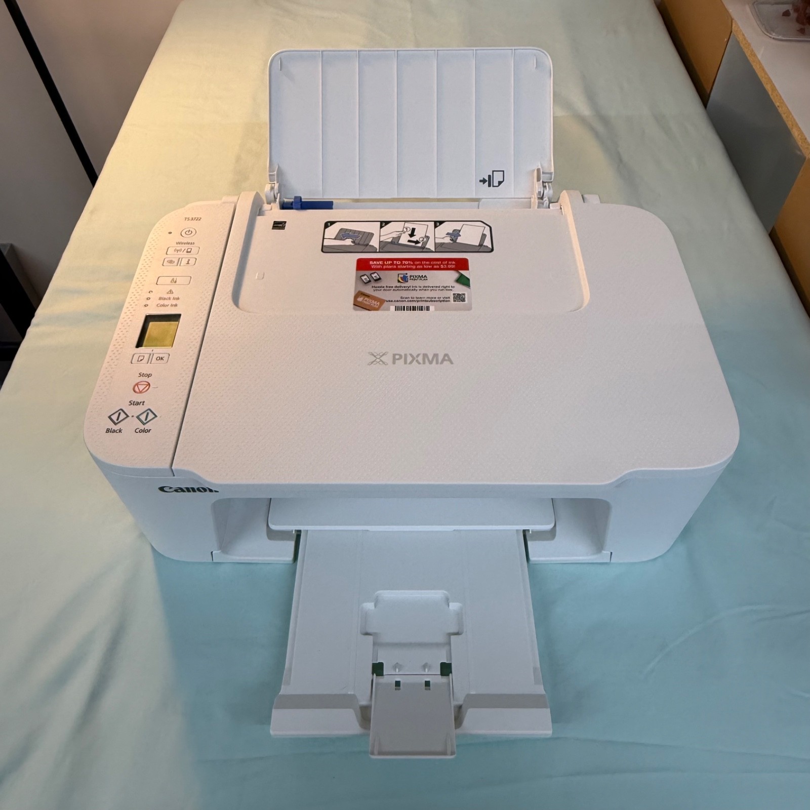 Canon TS3722 Wireless PIXMA Printer White Used - NEEDS INK
