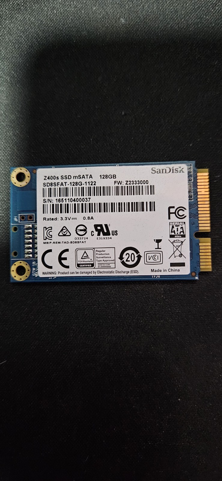 SanDisk Z400s mSATA 128GB Solid State Drive (SSD