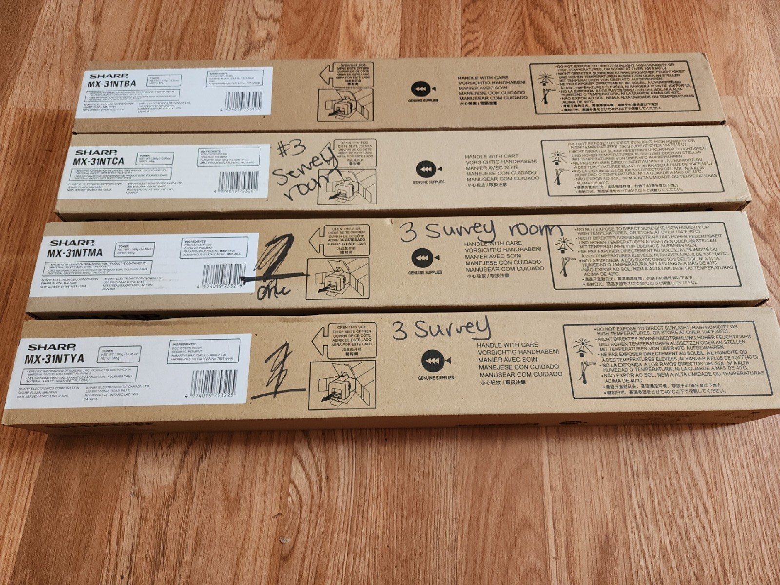 Set of (4) SHARP MX-31NTBA-CA-MA-YA OEM  MX-2600N Toner Cartridges ( See PICS)