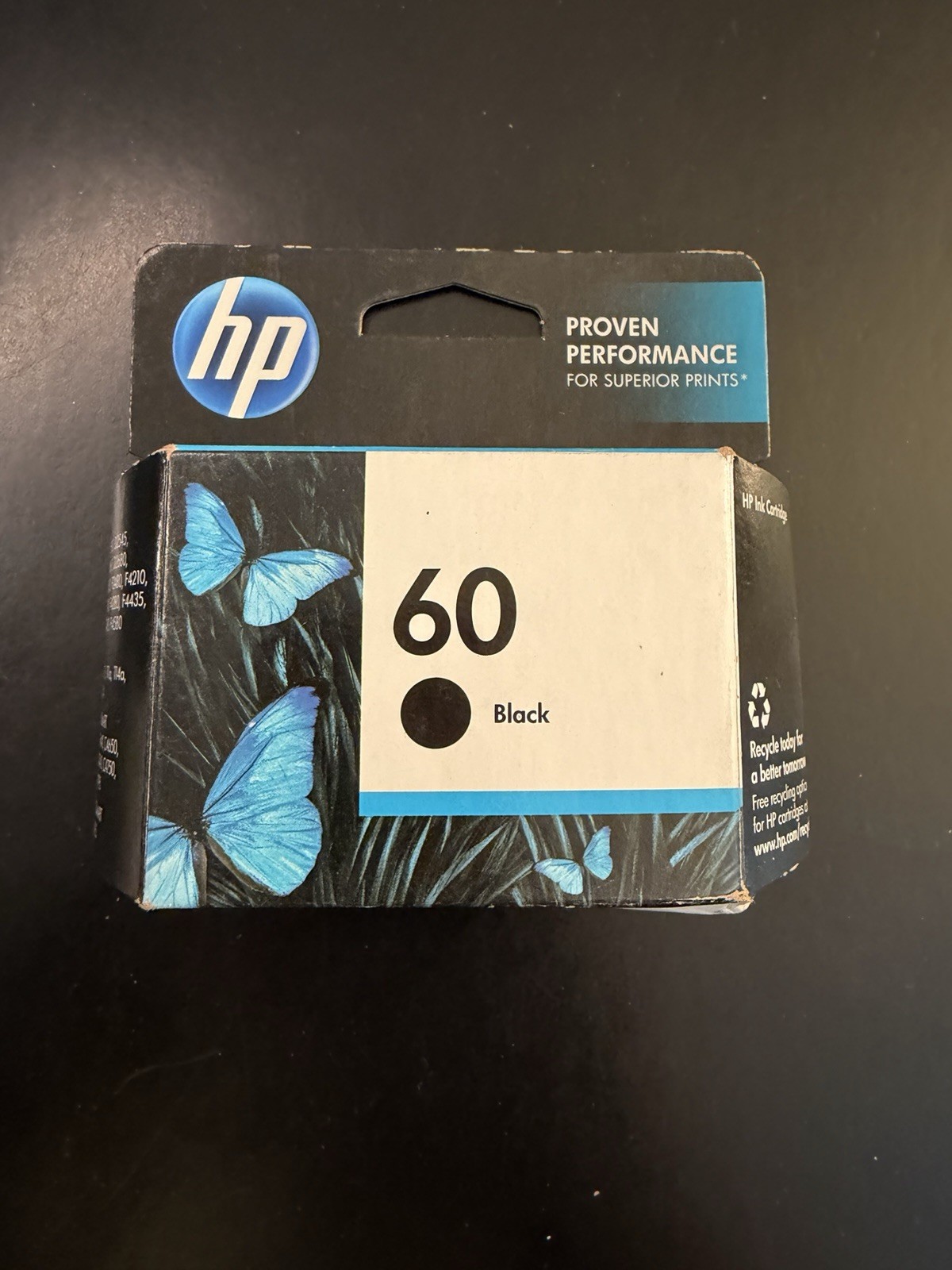 HP 60 Black Ink Cartridge Genuine OEM CC640WN NOS EXPIRED 2015 Sealed