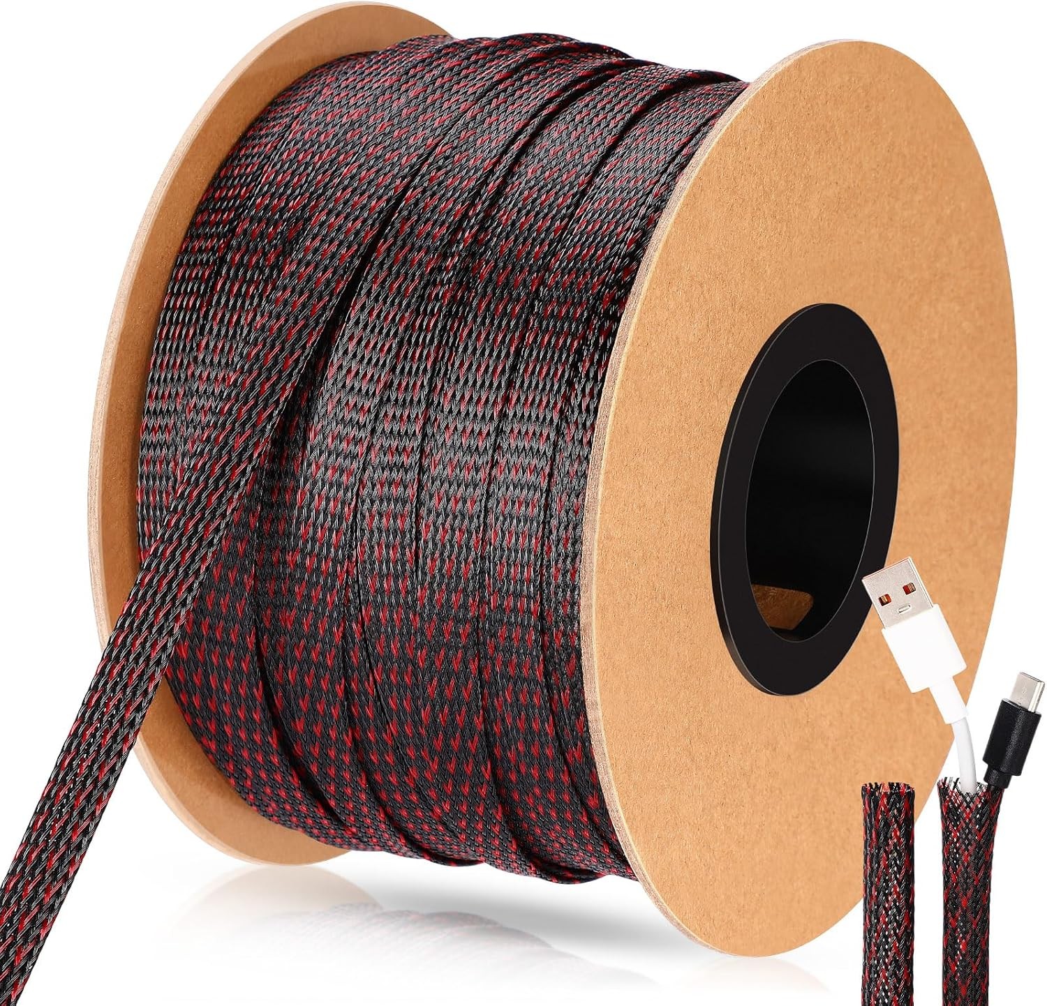 Expandable Braided Sleeving PET Wire Loom 1.5in 50ft TV Computer Cable Use