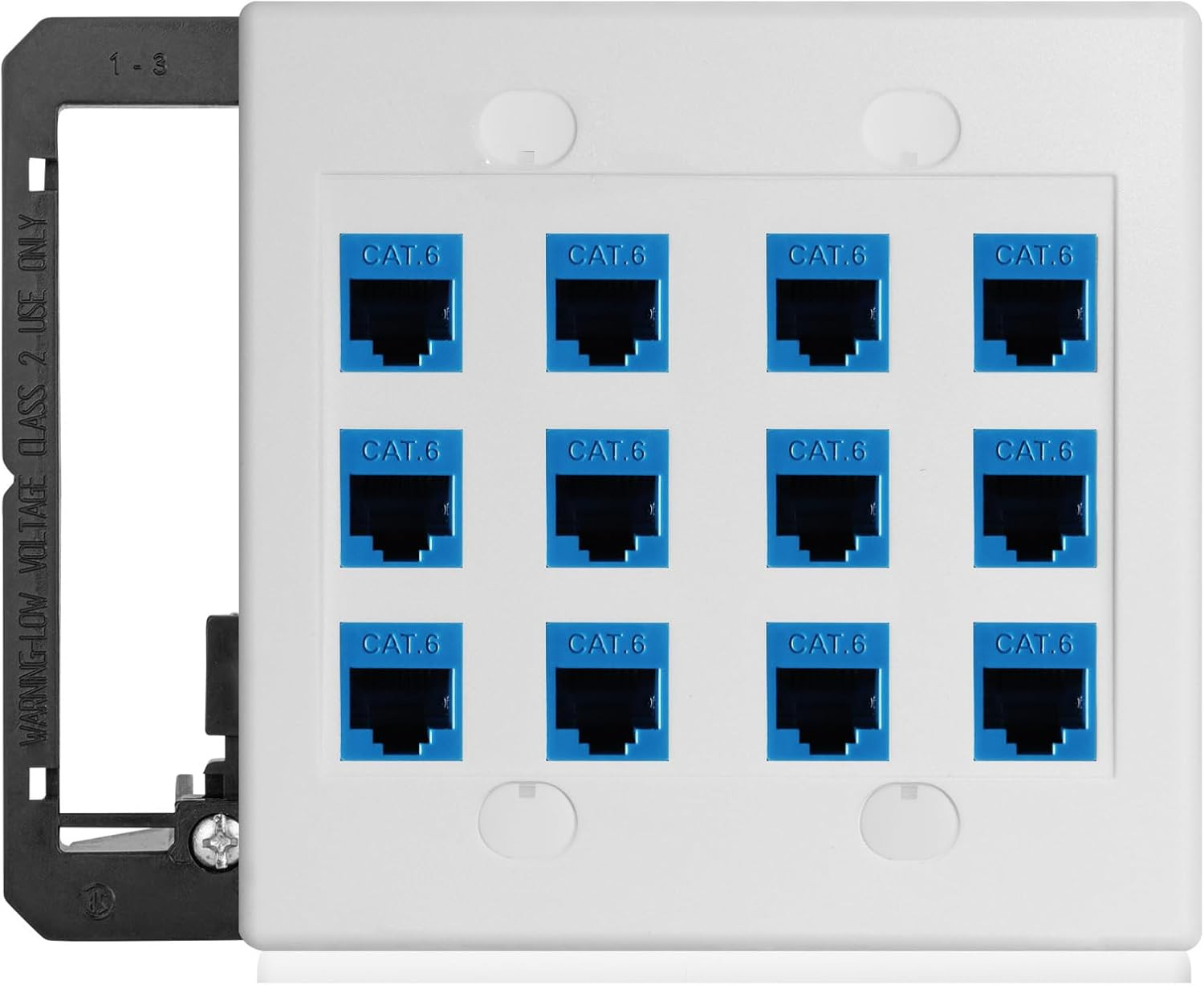 12 Port Ethernet Wall Plate Cat6 Jack RJ45 Keystone Cables Inline Coupler Wires