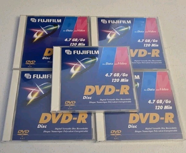Pack Of 5 Fujifilm DVD-R 120 Min 4.7 GB Brand New Sealed 