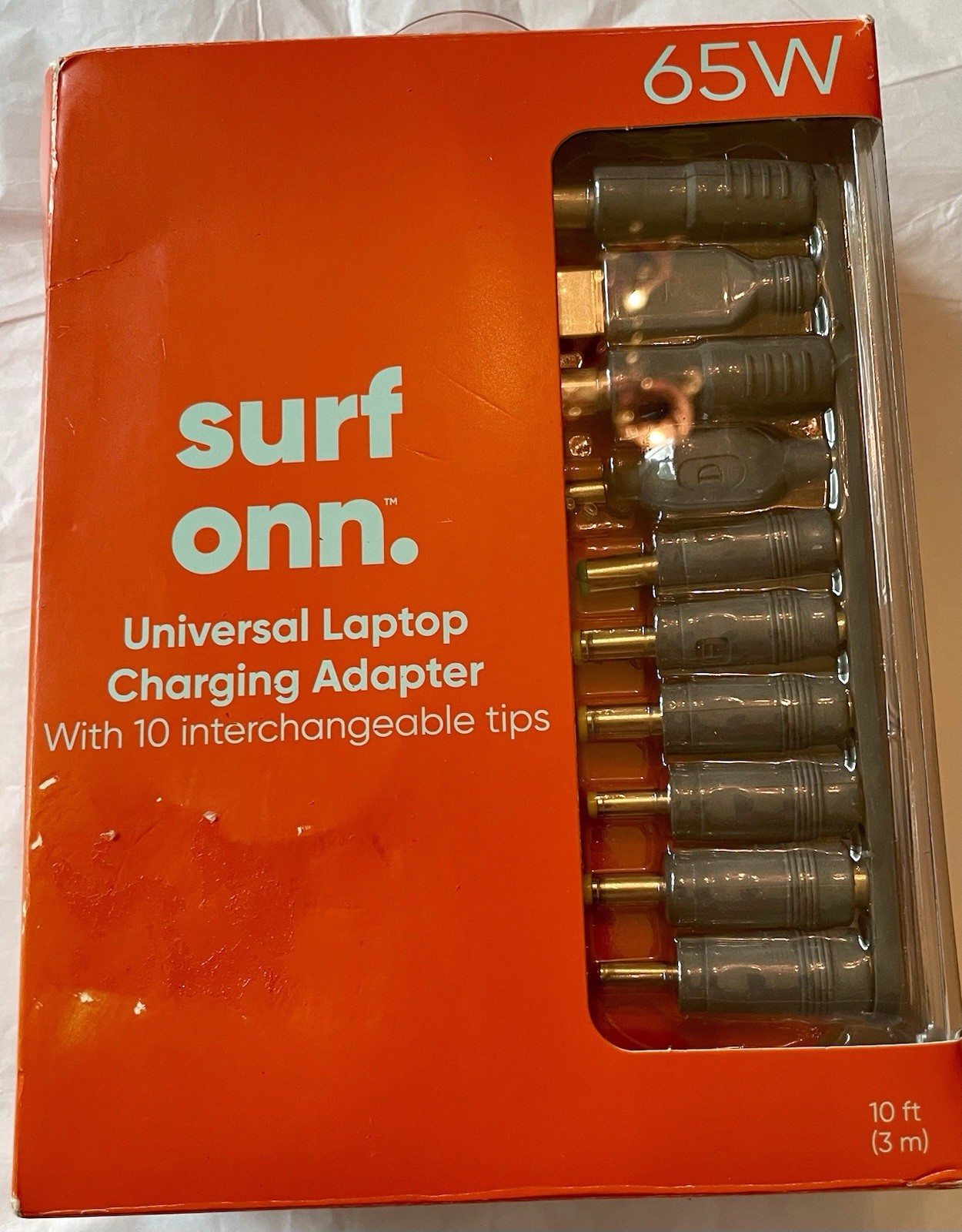 ONN ADS-65QI-19A-2 65W Universal Laptop Charger with 10 Interchangable Tips